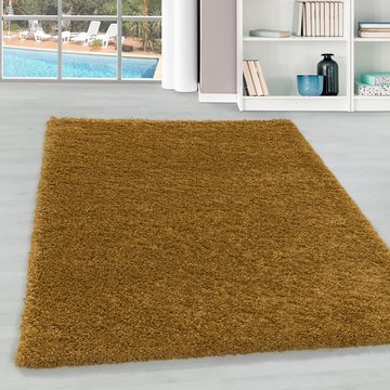 Teppich Unicolor - Einfarbig, Teppium, Rechteckig, Höhe: 30 mm, Teppich Wohnzimmer Shaggy Einfarbig Goldfarbe Modern Flauschig Weiche