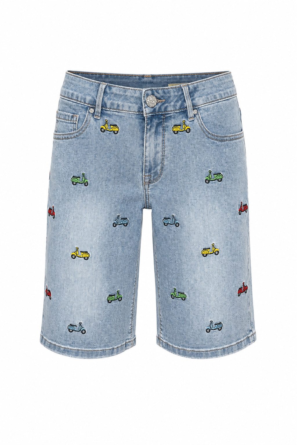 Shorts Italy-Short stretch denim - Jeansbermuda mit Stickmotiv - Shorts