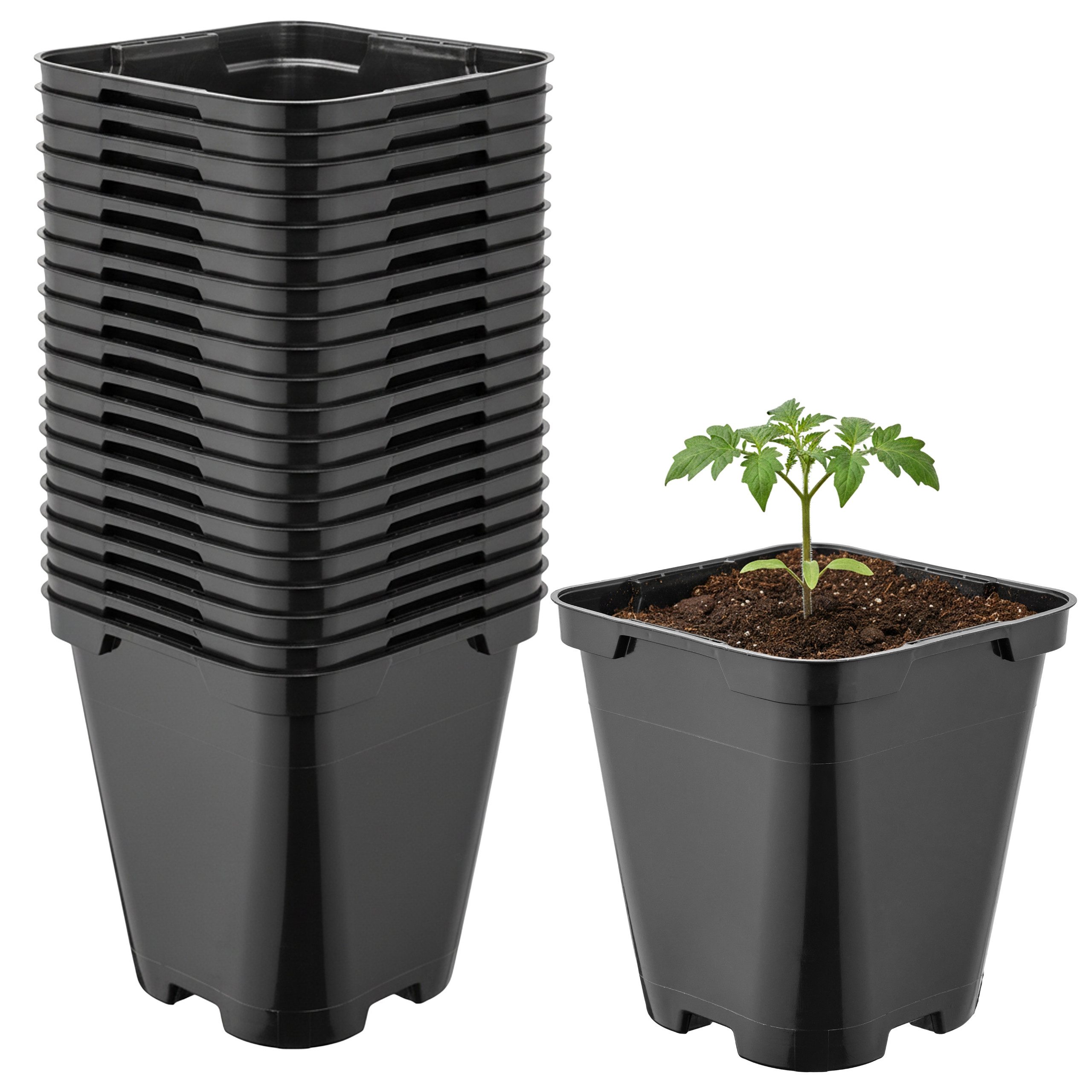 Garronda Blumentopf Kunststoff eckig abgerundet mit Drainagelöchern für Garten GD-0200 (20 St., 20er Set)