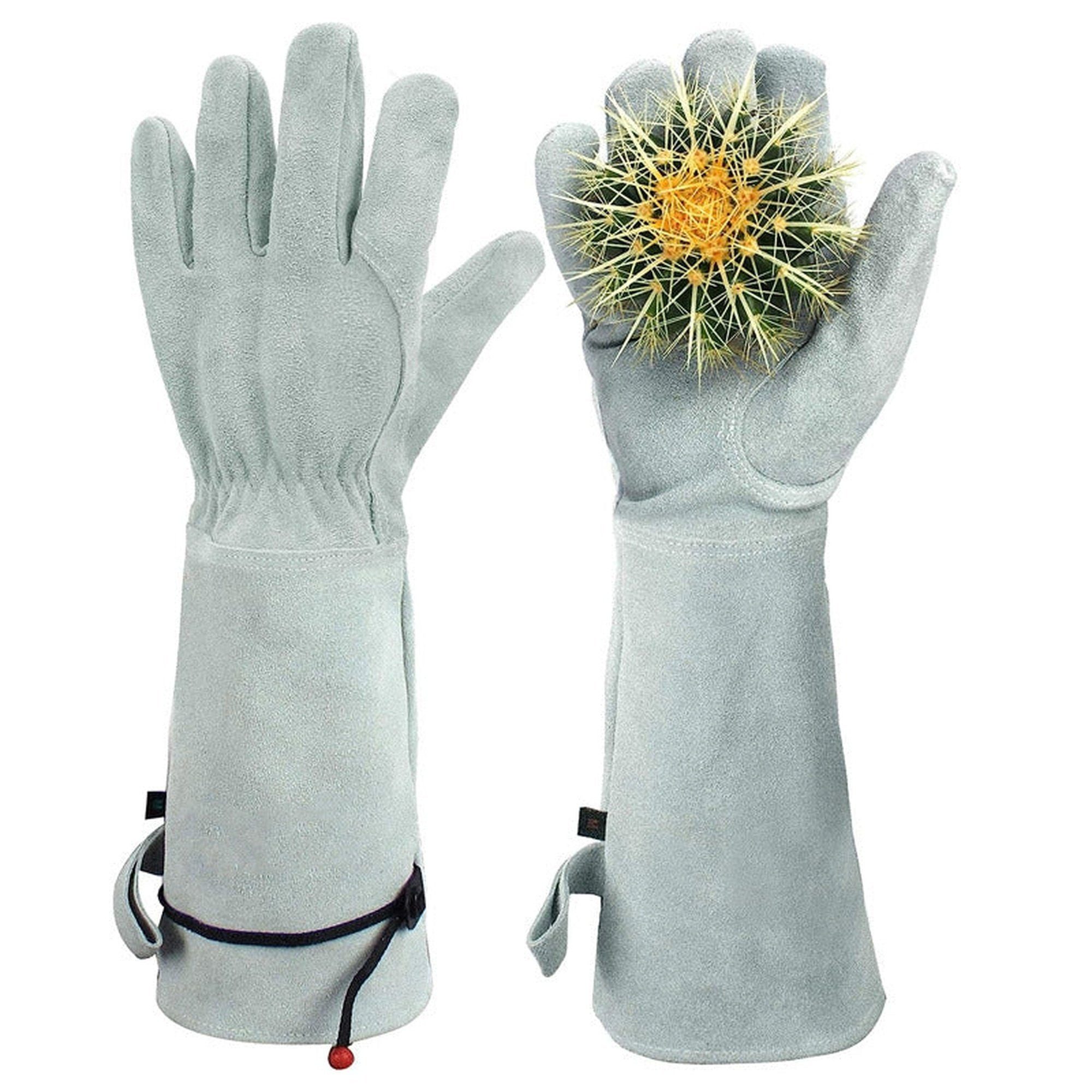 AUKUU Gartenhandschuhe Lange Gartenhandschuhe aus Rindsleder, stichfeste Handschuhe, schützende Gartenhandschuhe