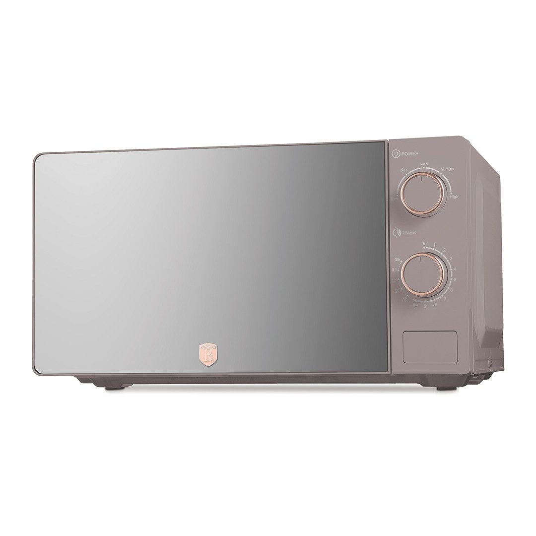 BerlingerHaus Mikrowelle BH 9901, 20 l, 700 W, 5 Leistungsstufen, Auftaufunktion, Spiegelglastür
