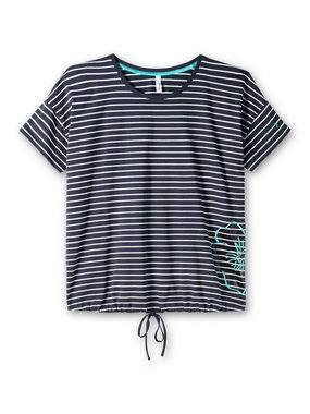 Sheego T-Shirt Große Größen mit Saum-Bindeband und Druck seitlich