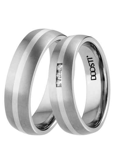 DOOSTI Trauring TS-01-D, TS-01-H, SILVER LINE, Made in Germany - wahlweise mit oder ohne Zirkonia
