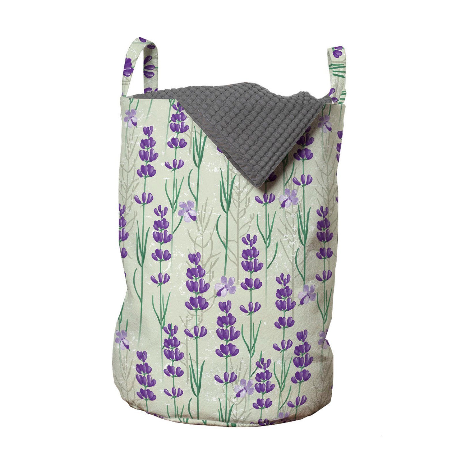 Abakuhaus Wäschesäckchen Wäschekorb mit Griffen Kordelzugverschluss für Waschsalons, Lavendel Frische Kräuter Botanical