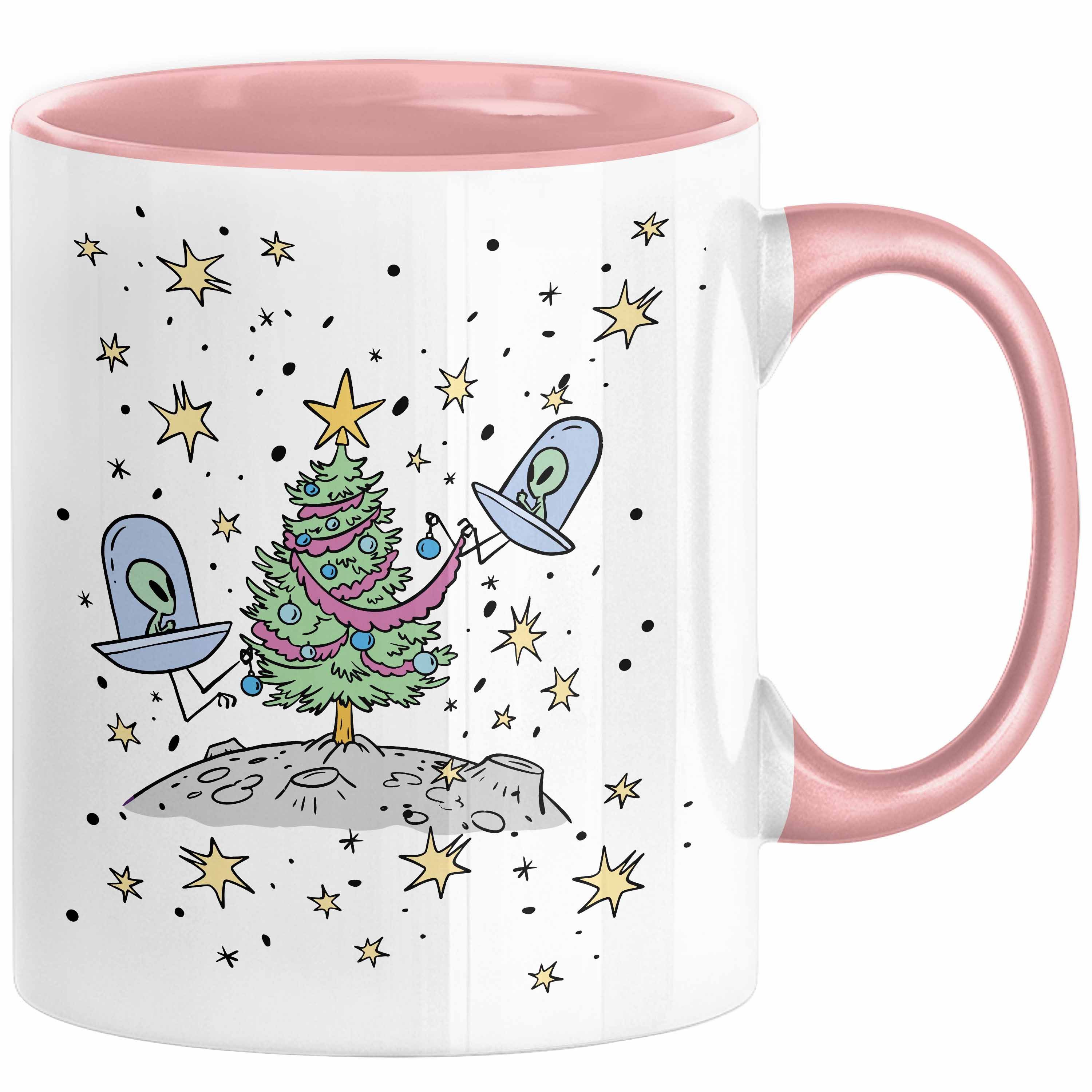 Trendation Tasse Weihnachten Tasse Geschenk Alien Weihnachtsbaum Geschenkidee Alien-Fan