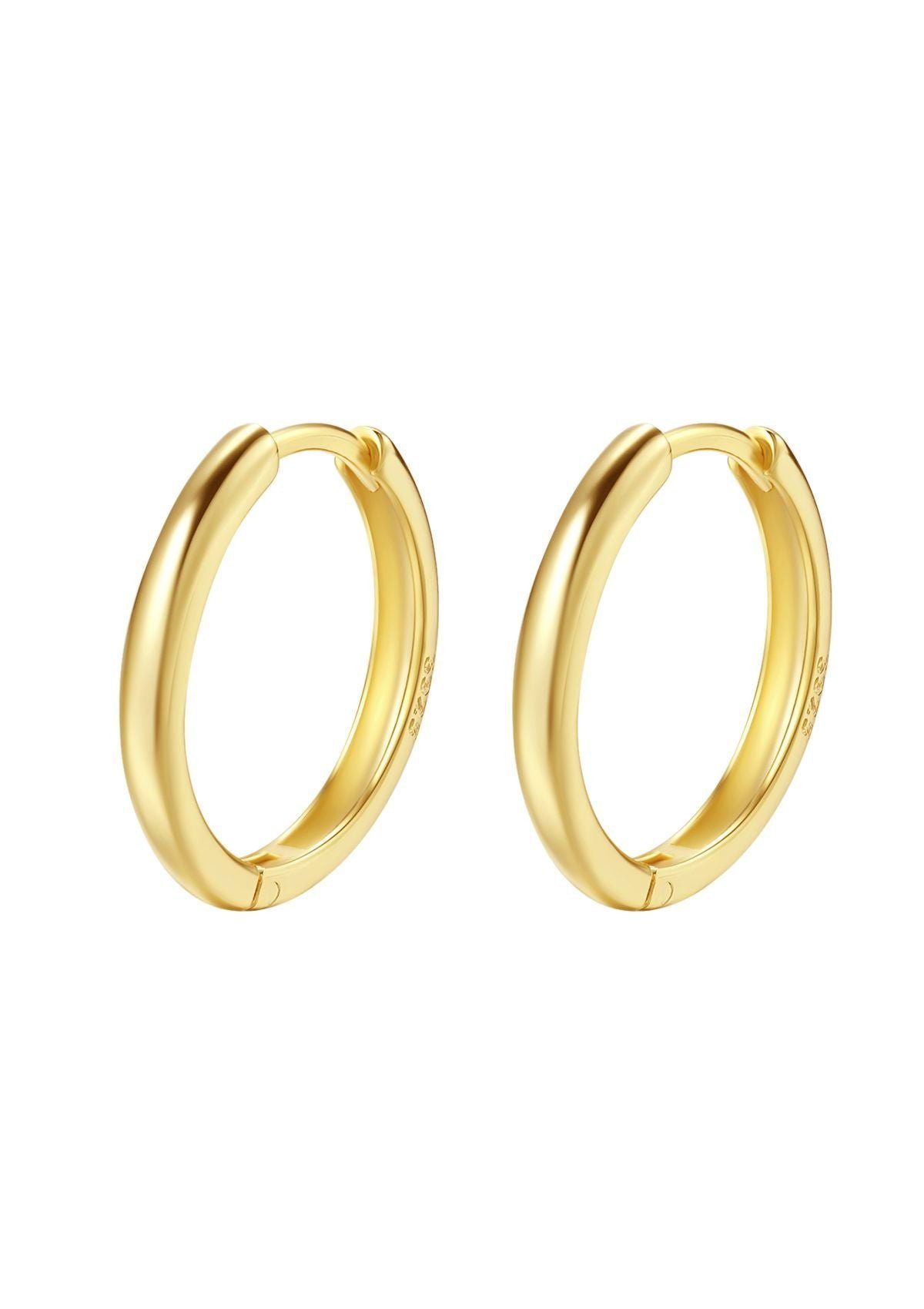 Hey Happiness Paar Creolen Silber Mittelgroß, 18K Vergoldet, Basic Männer Ohrringe Silber 925 stapelbar, Geschenk Idee