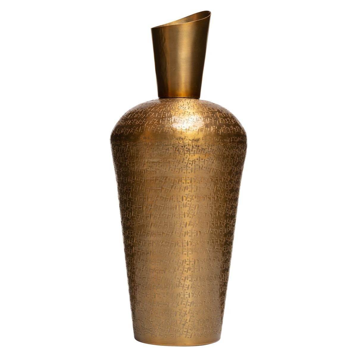 INNA-Glas Dekovase Dekoflasche Metallvase Victorino, Struktur, Gold, 41 cm, Ø 16,5 cm
