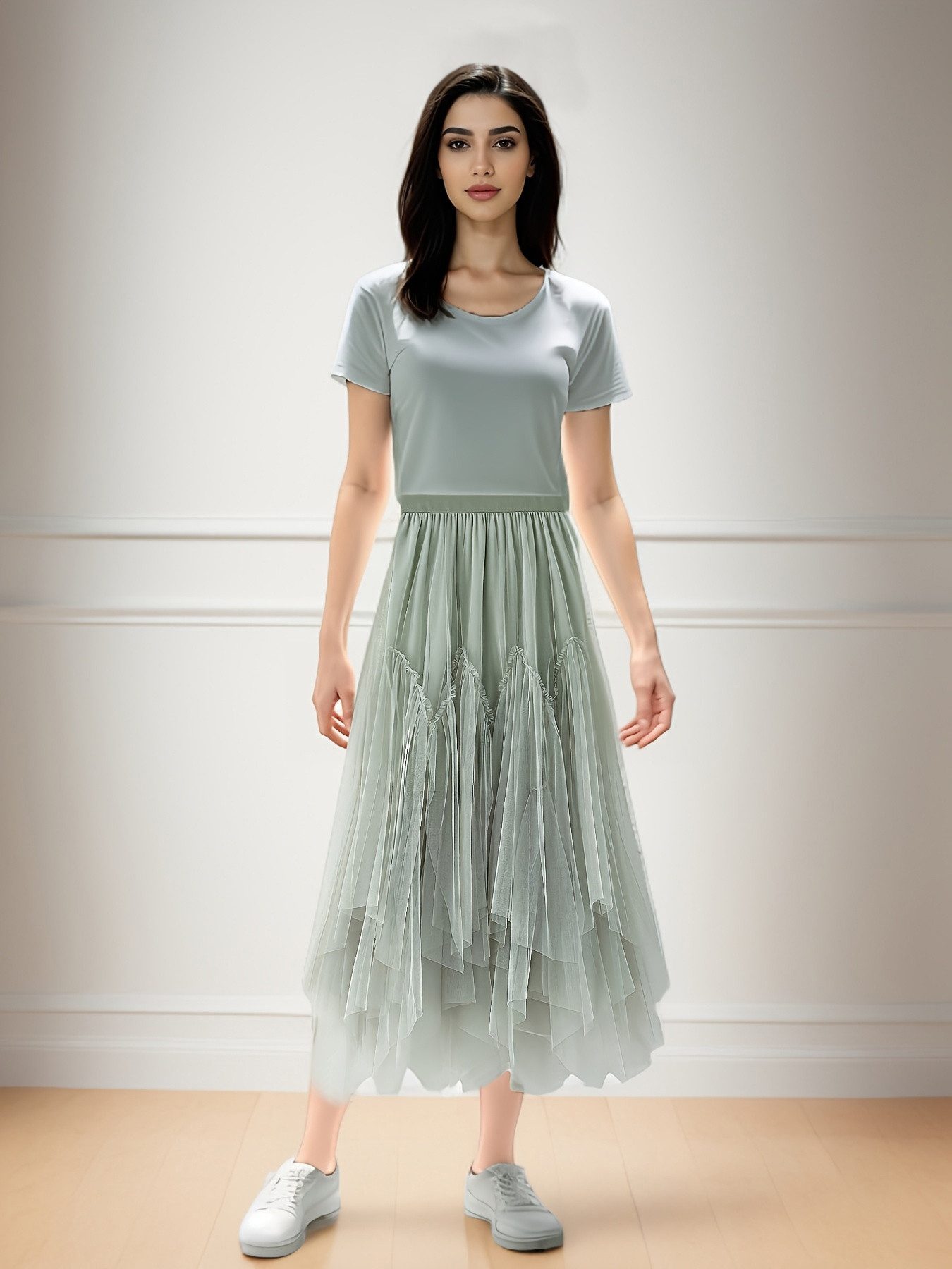 DEBAIJIA Meshrock Damen Röcke Lang Hoch Elastische Taille Elegant Vintage A günstig online kaufen