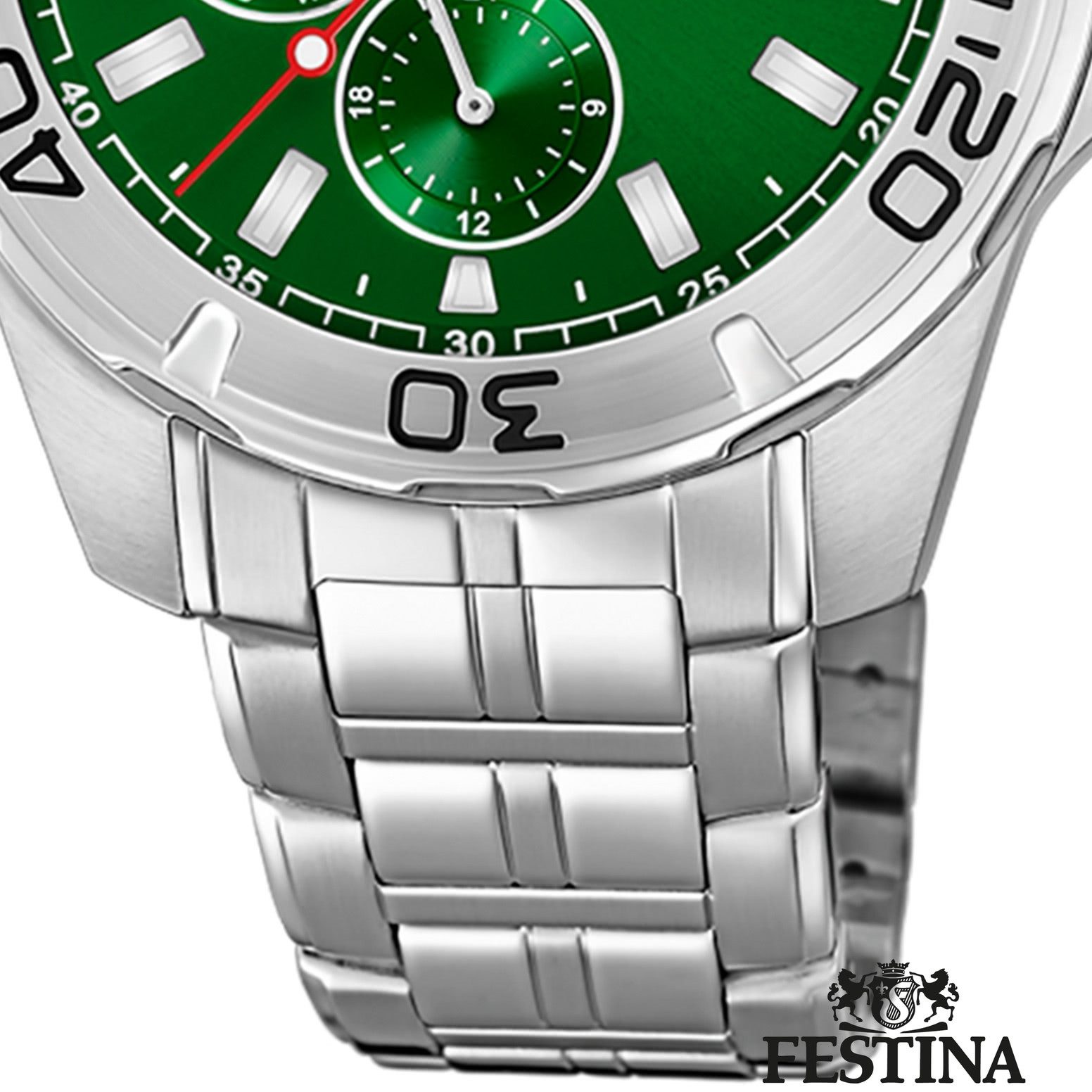 Festina Quarzuhr Festina Herrenuhr Edelstahl silber, (Analoguhr), Herren Armbanduhr rund, Edelstahlarmband silber, Luxus