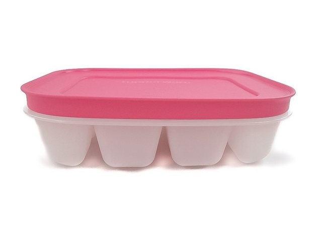 Tupperware Frischhaltedose “Eiswürfler rosa mit Deckel Eiswürfel Eis +SPÜLTUCH”