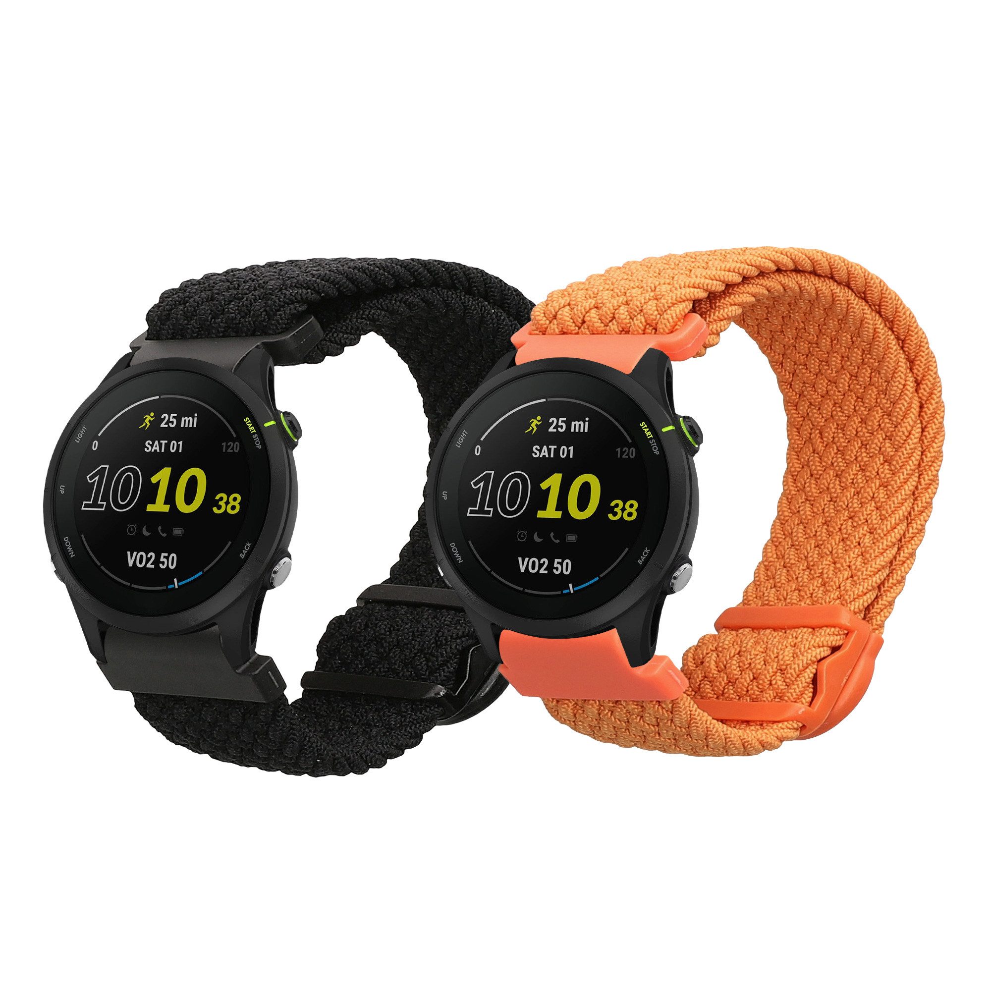 kwmobile Smartwatch-Armband 2x Uhrenarmband für Garmin Forerunner 255 / 255 Music / Forerunner 970, Fitnesstracker Band Set aus Nylon - Ersatzarmband Smartwatch