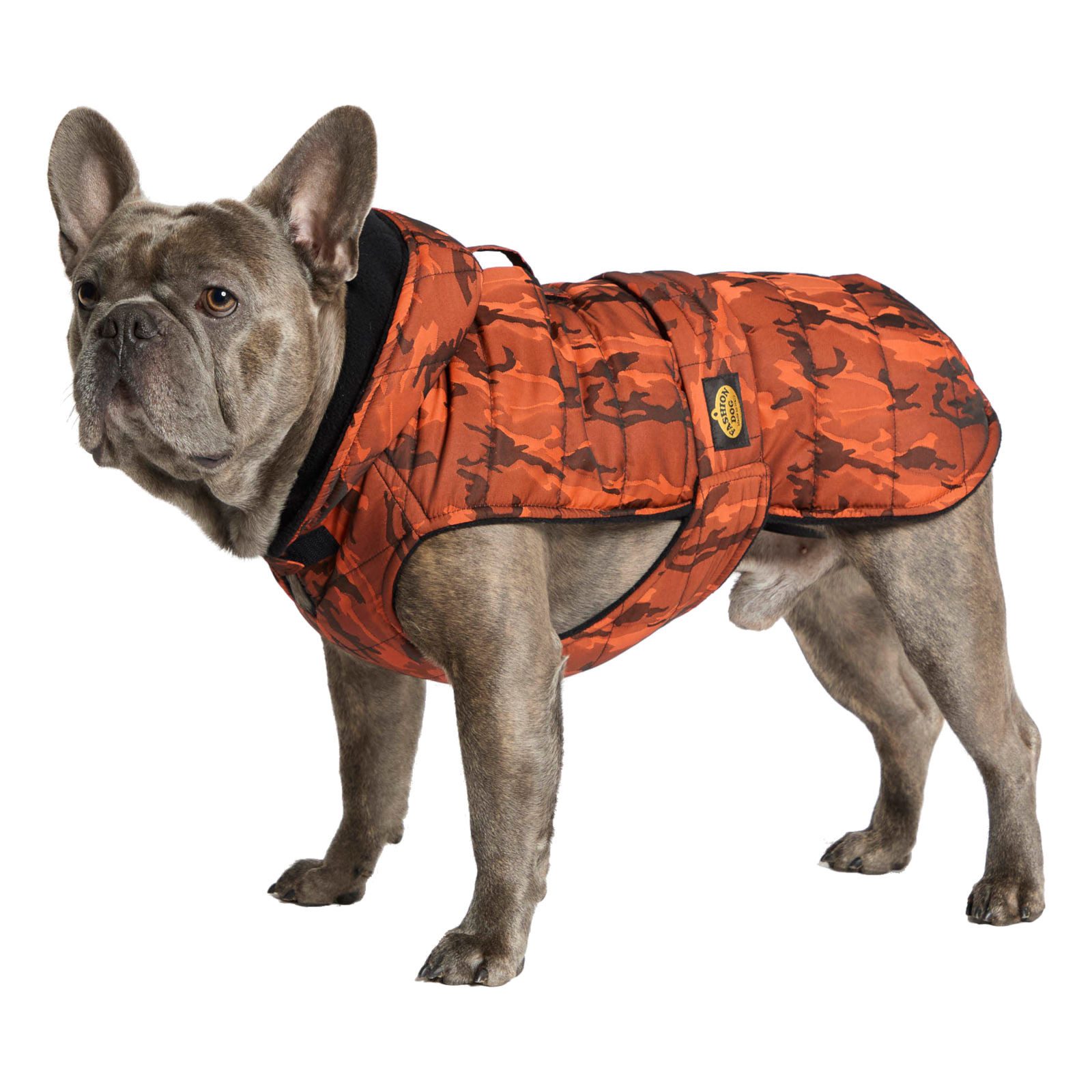 Fashion Dog Hundemantel Hunde-Steppmantel für Französische Bulldogge, Rost-Camouflage, 33 cm