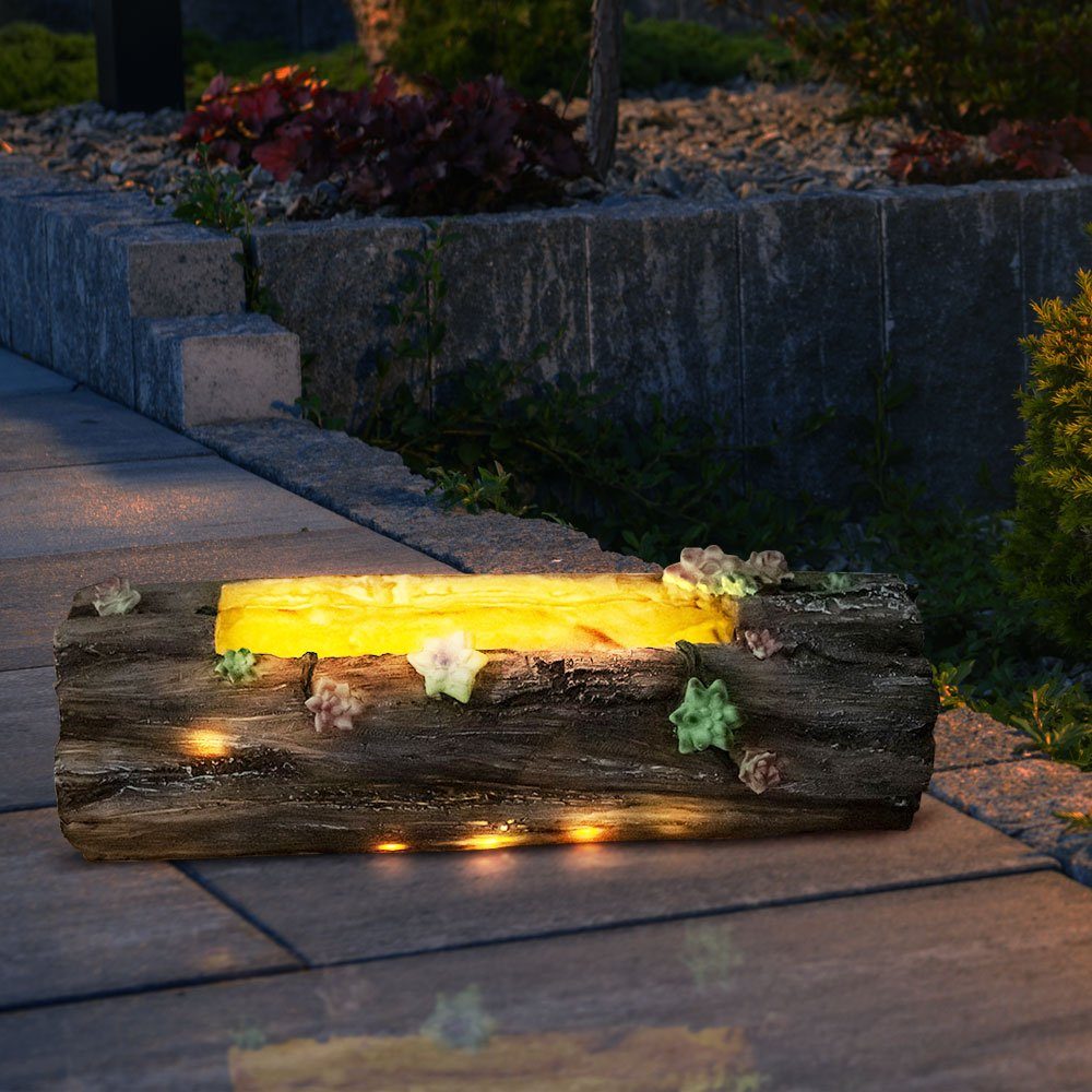 LED-Leuchtmittel Blumentopf verbaut, Beleuchtet Solar etc-shop fest Gartenleuchte, Pflanzgefäß Licht Warmweiß, Deko