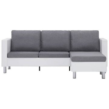 vidaXL Sofa 3-Sitzer-Sofa mit Kissen Weiß Kunstleder