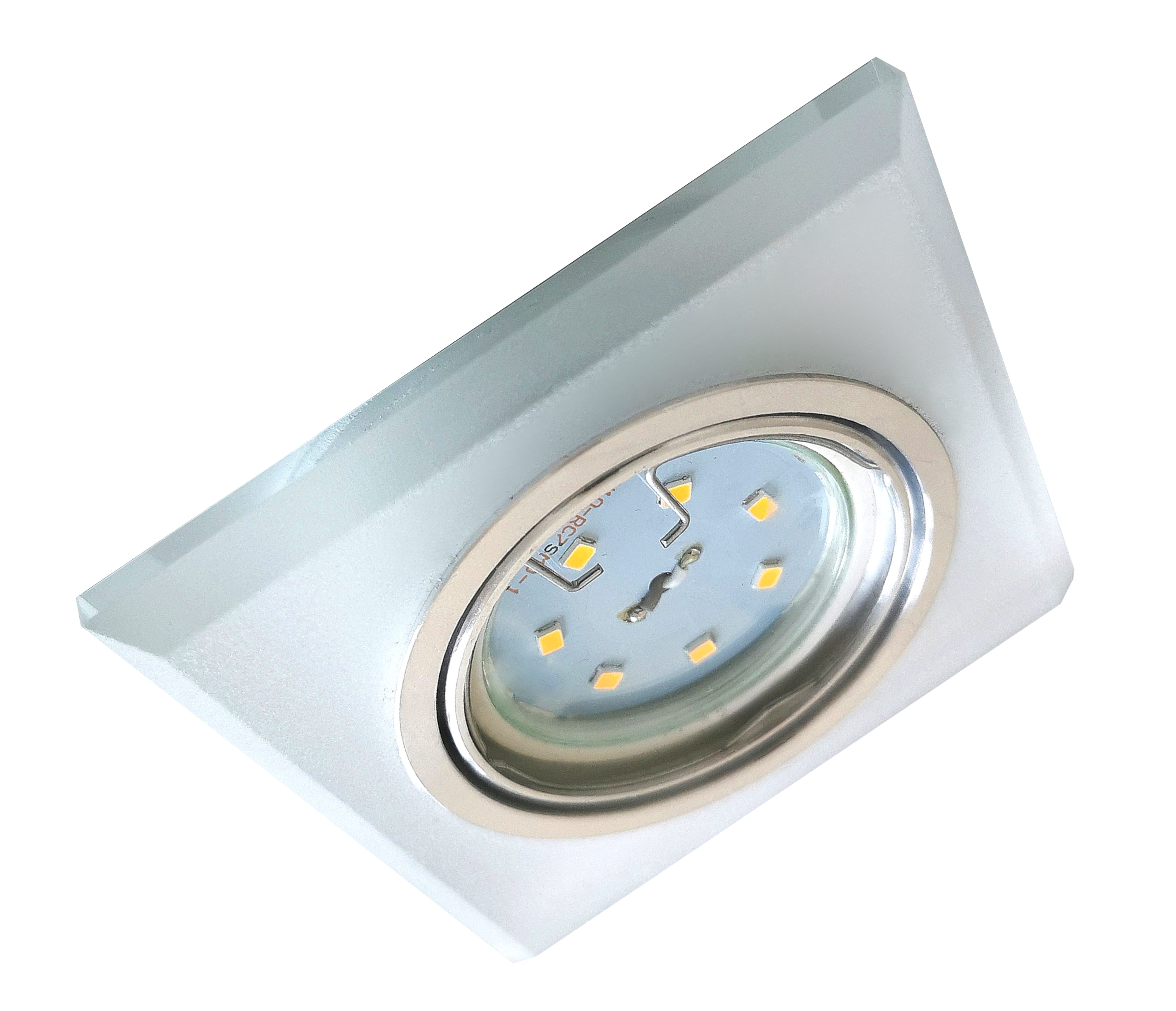 TRANGO LED Einbaustrahler, 5er Set *CRYSTAL* 6729(S)-05MO Deckenstrahler aus satiniertem Glas & Alu inkl. 5x Ultra Flach 5 Watt LED Modul 3000K warmweiß, Einbauspots, Deckenleuchte, Deckenspots, Badleuchte