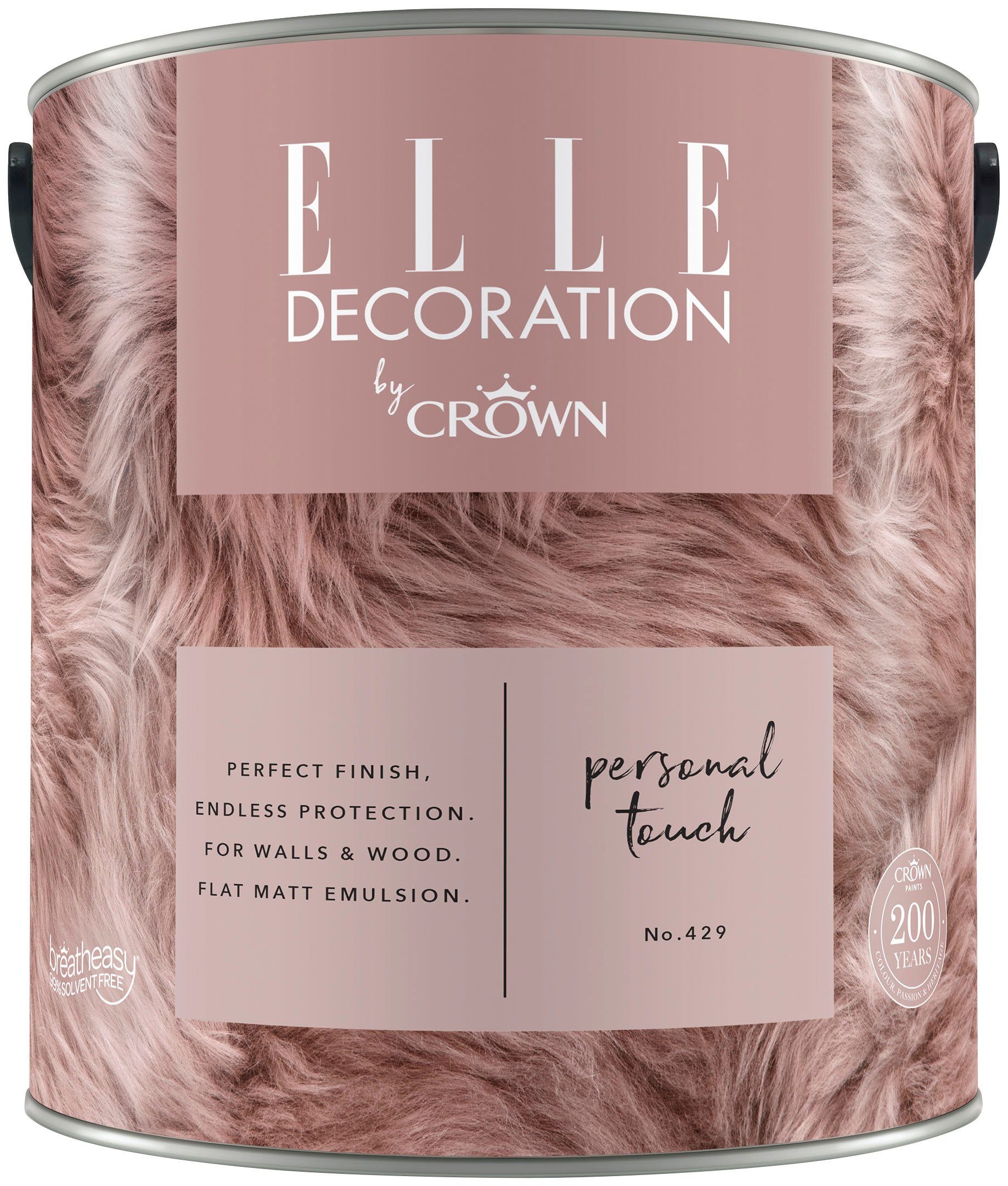 ELLE DECORATION Wand- und Deckenfarbe Premium Wandfarbe CRAFTED von ELLE DECORATION by Crown, extra-matt, auch für dekorative Holzanstriche geeignet Personal Touch No. 429