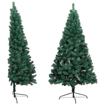 vidaXL Künstlicher Weihnachtsbaum Künstlicher Halber Weihnachtsbaum mit LEDs Kugeln Grün 120 cm