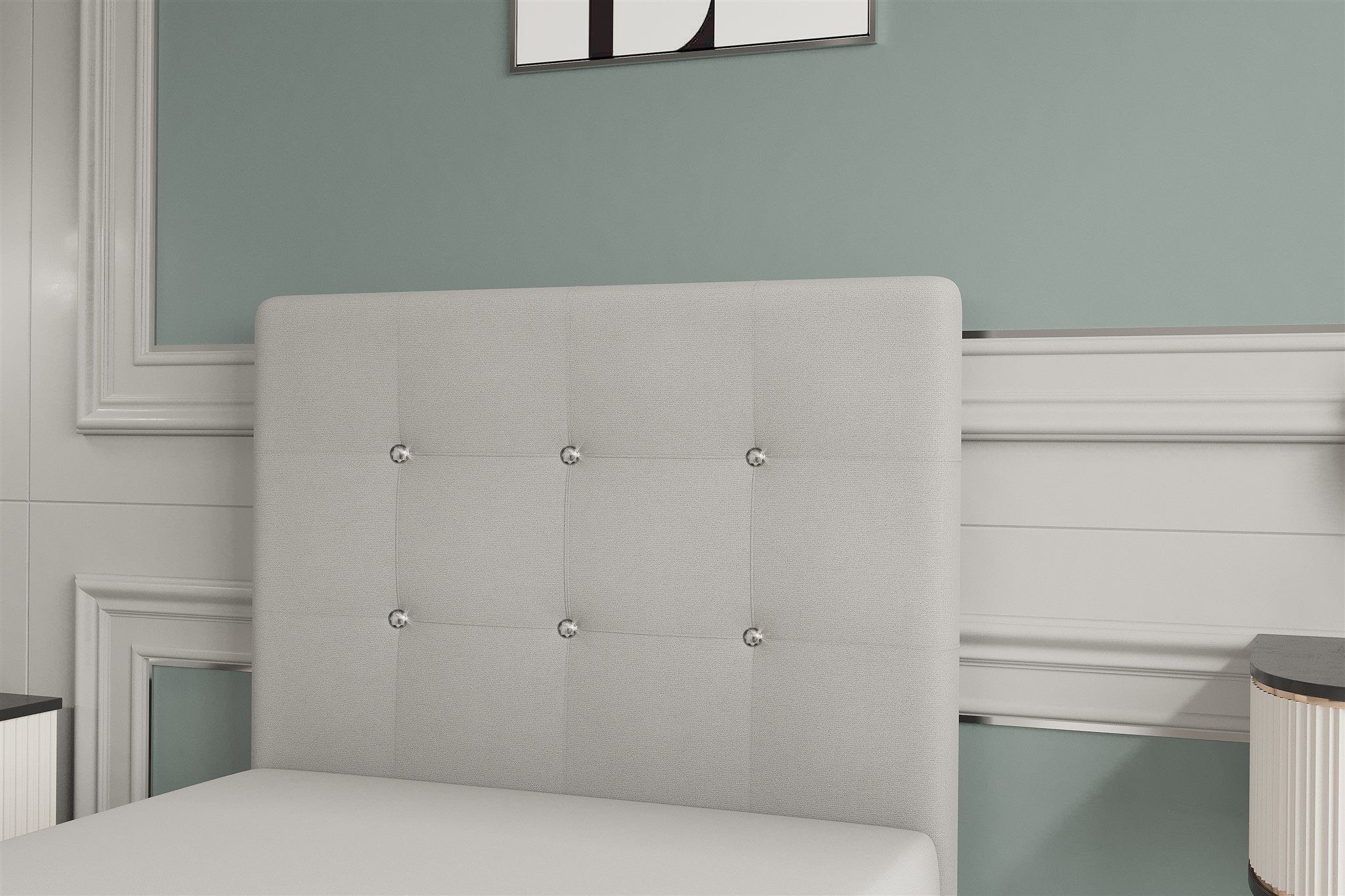 Fun Möbel Boxbett Gästebett MARKOS Überlänge in Stoff Soro (Liegefläche in Stoff und Farbe des Bettes, inkl. Bettkasten ohne Topper), Strasssteine in Kopf- und Fußteil
