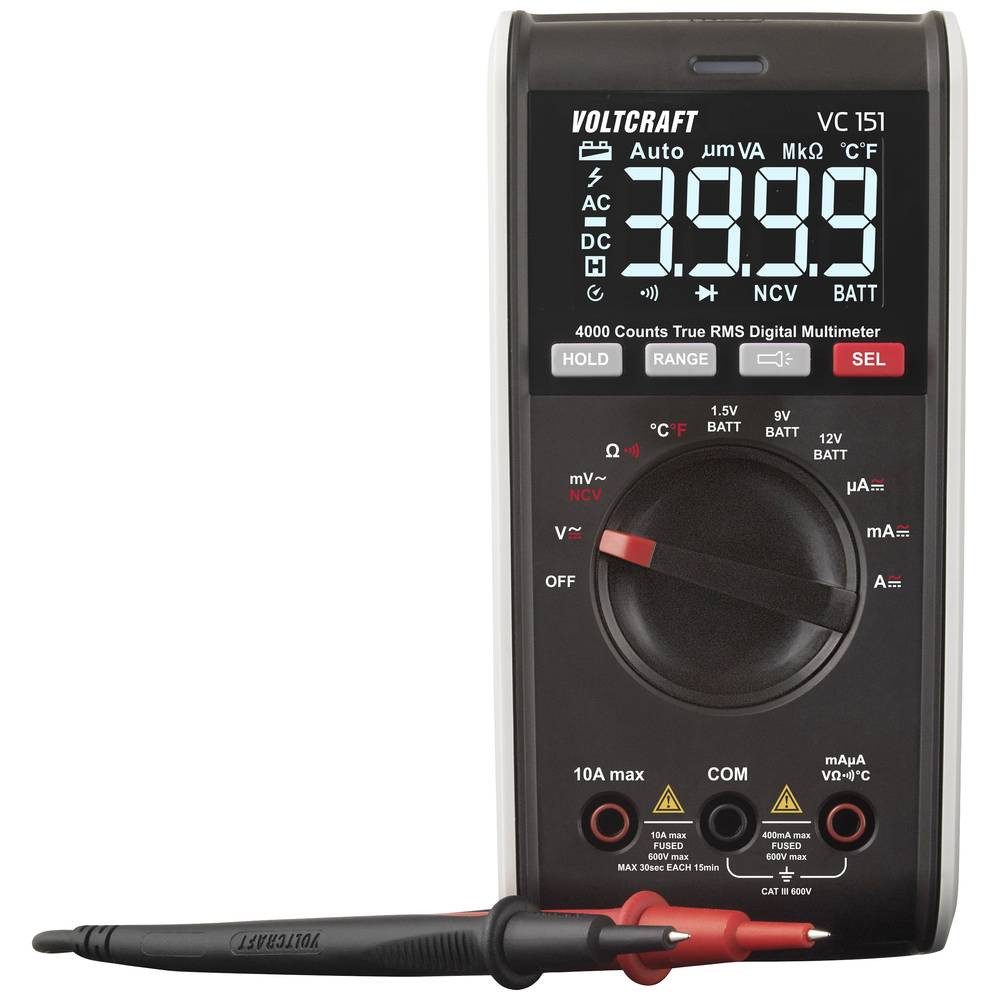VOLTCRAFT Multimeter VC-151 Multimeter mit MLSet-100 Messleitungen und Tasche