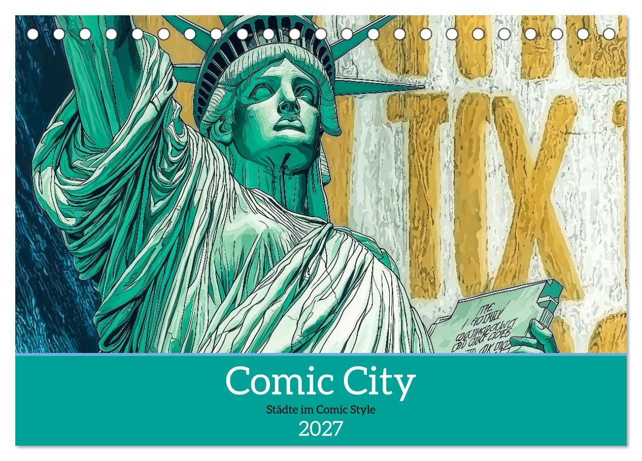 CALVENDO Wandkalender Comic City (Tischkalender 2027 DIN A5 quer), CALVENDO Monatskalender