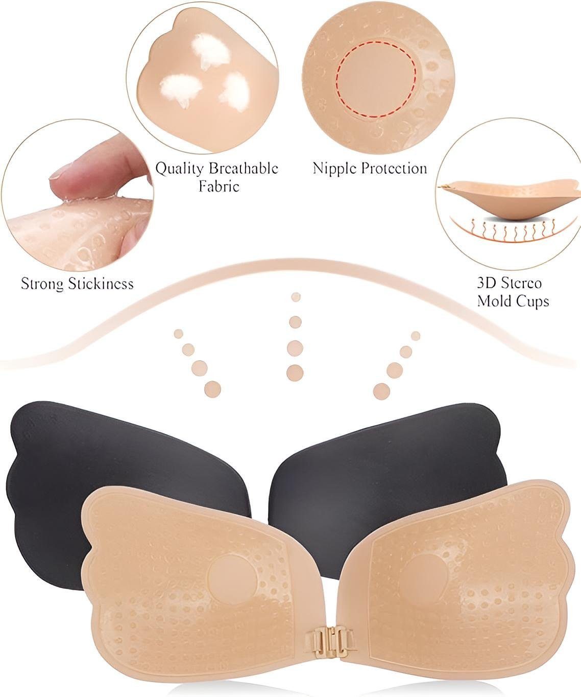 Diyarts Set: Push-up-BH (Selbstklebender BH, 2-tlg., komfortabler Klebe BH) Push-Up, Atmungsaktiv, Wiederverwendbar, Tragbar