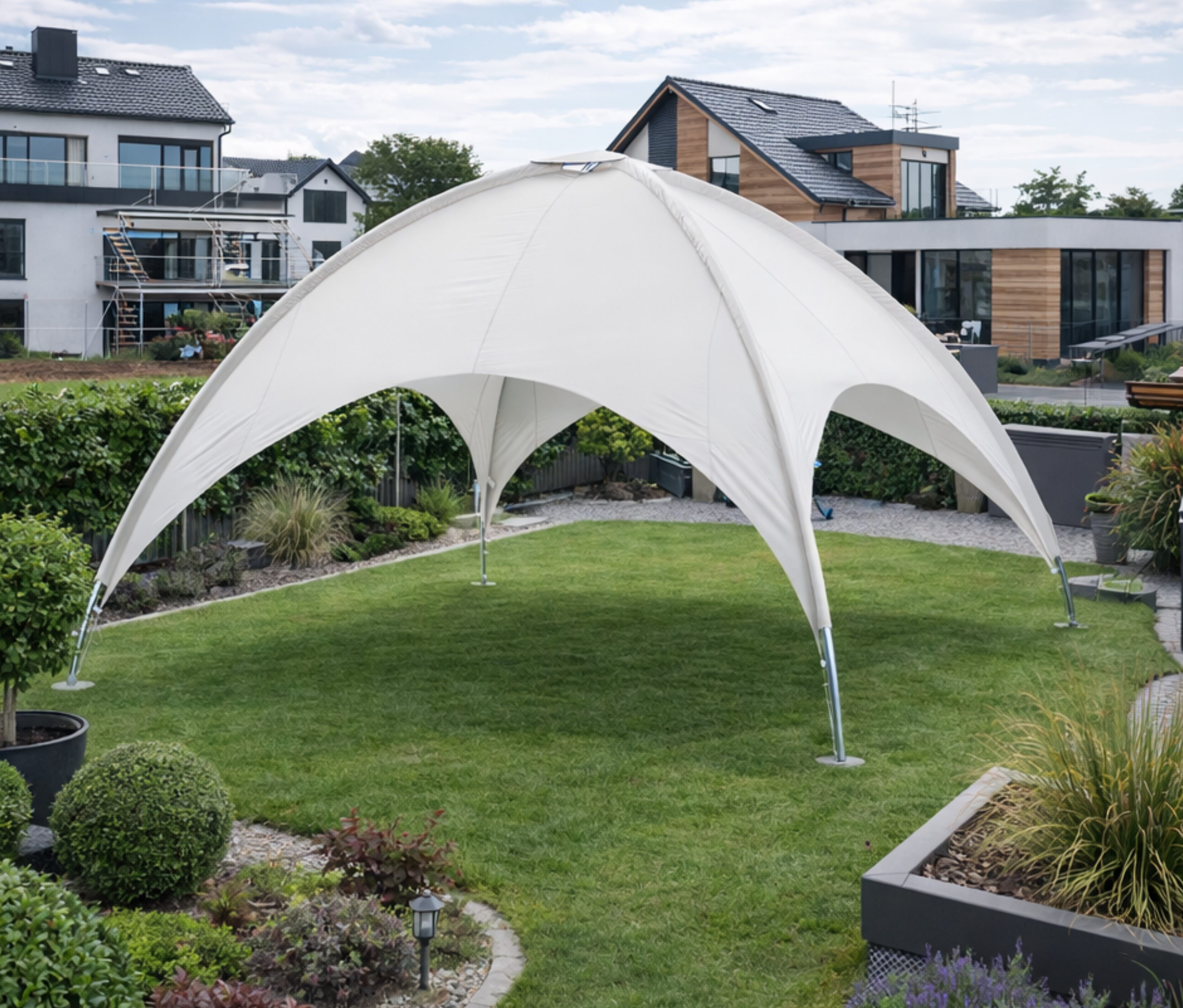 Leco Pavillon Kuppelzelt 5x5 m lichtgrau, 500x500 cm