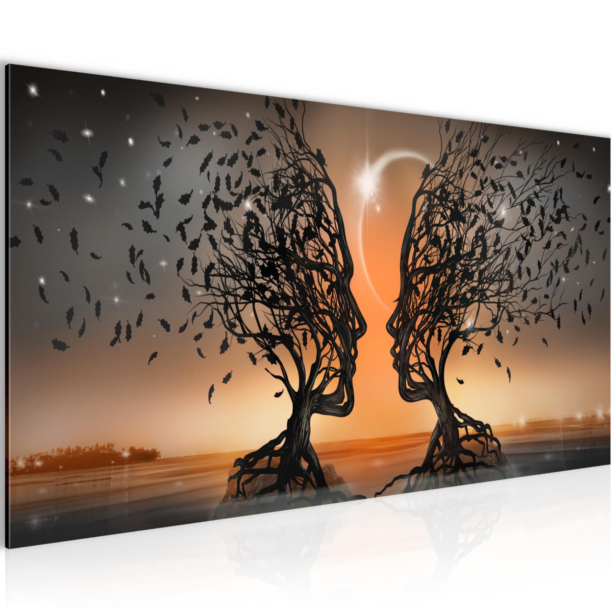 Runa Art Wandbild Liebespaar Abstrakt Bild Wohnzimmer Schlafzimmer Deko 100x40 cm
