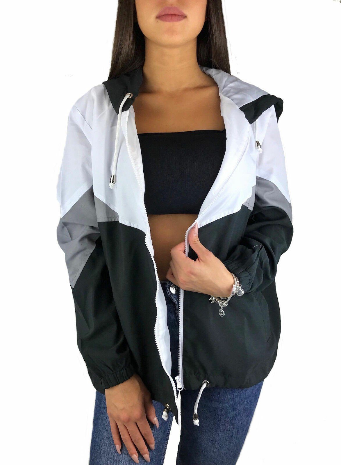 Worldclassca Windbreaker Worldclassca Damen Windbreaker Festival Jacke 90s Blouson Regen Kapuzenjacke Bomberjacke Sport Hoodie Übergangsjacke mit Reißverschluss Wasserabweisend XS-XL