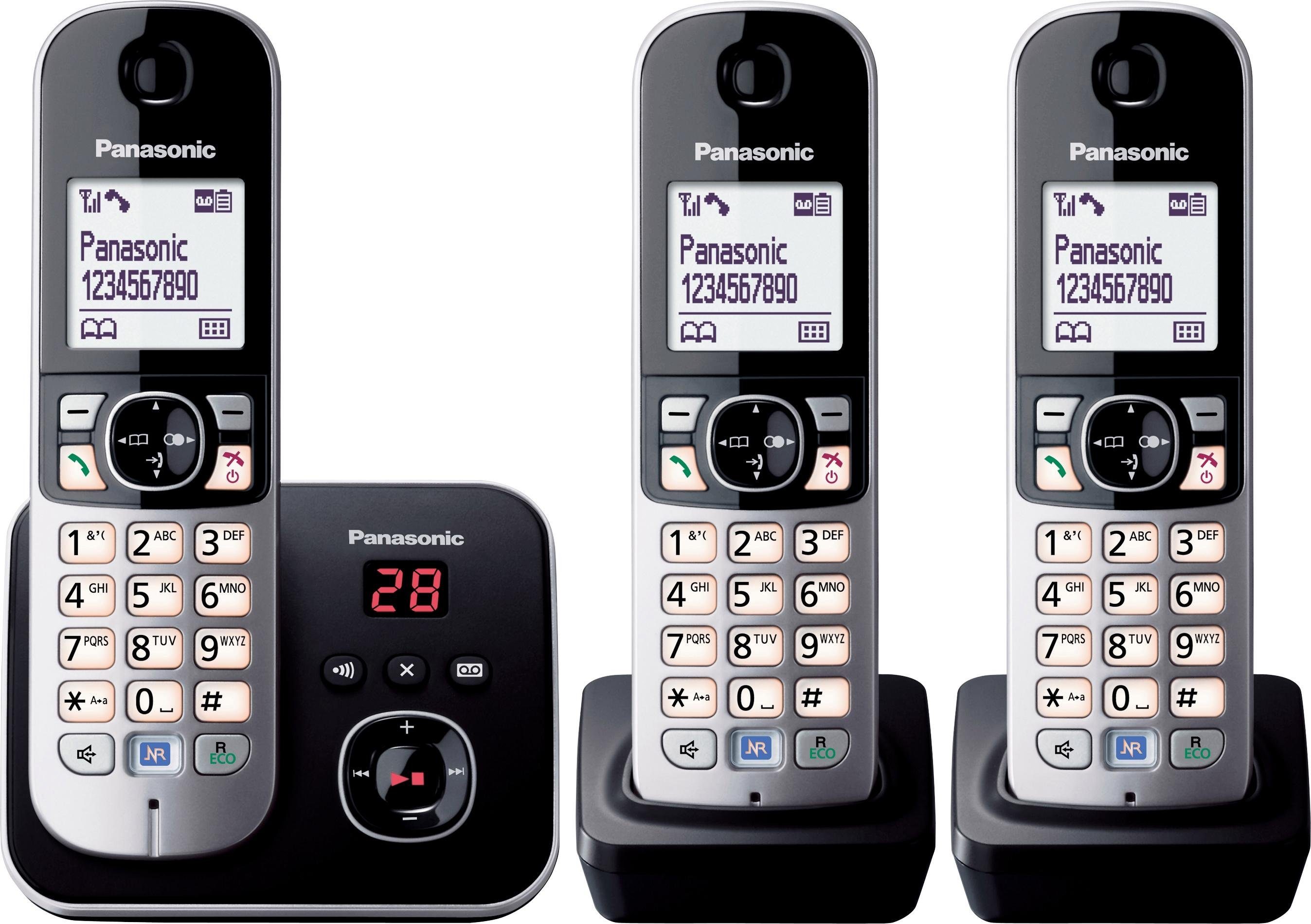 Panasonic KX-TG 6823 GB Schnurloses DECT-Telefon (mit Anrufbeantworter, 3  Mobilteile, strahlungsarm, Eco-Modus)