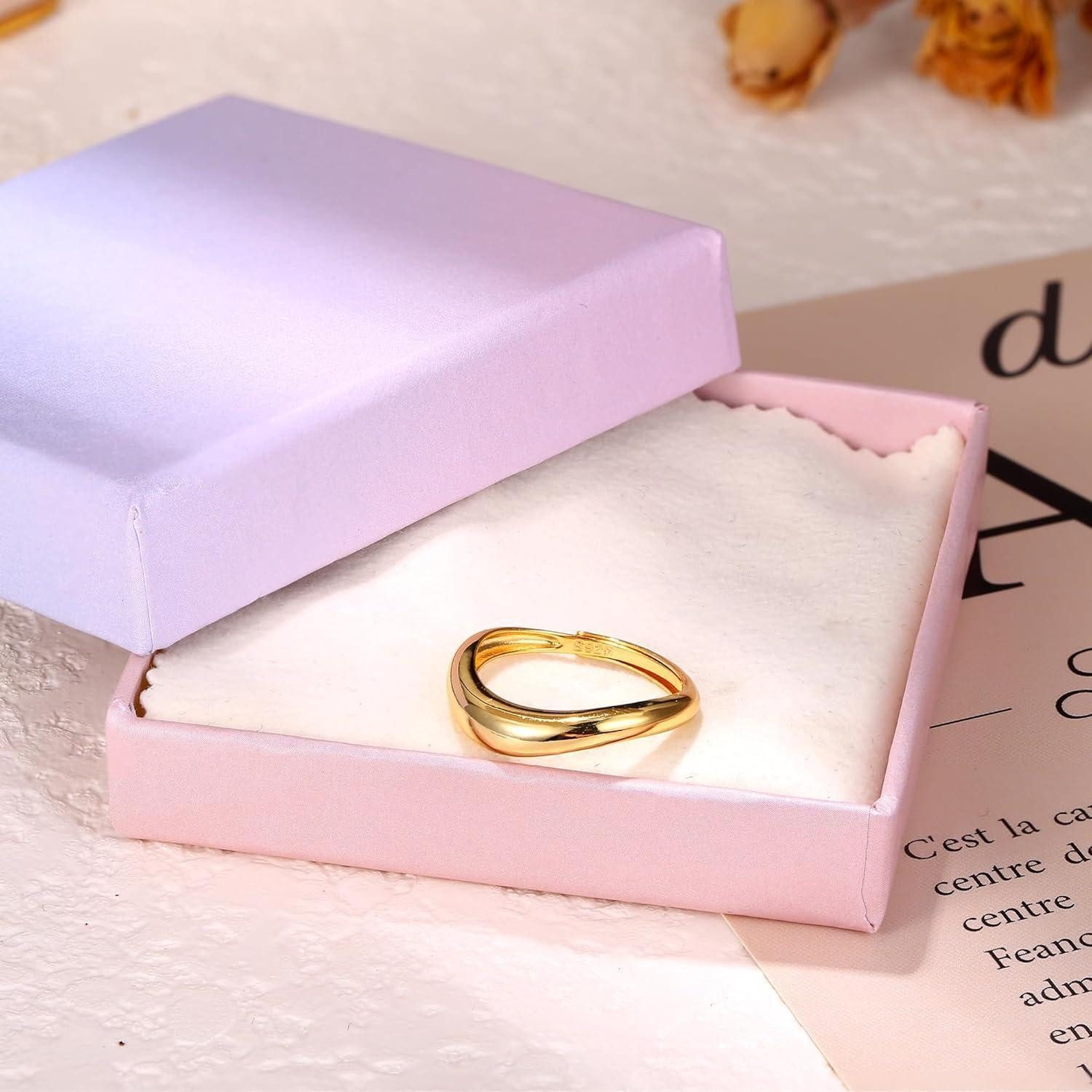 Adramata Verlobungsring Adramata Ring Silber 925 Damen 14K Vergoldet Verstellbar