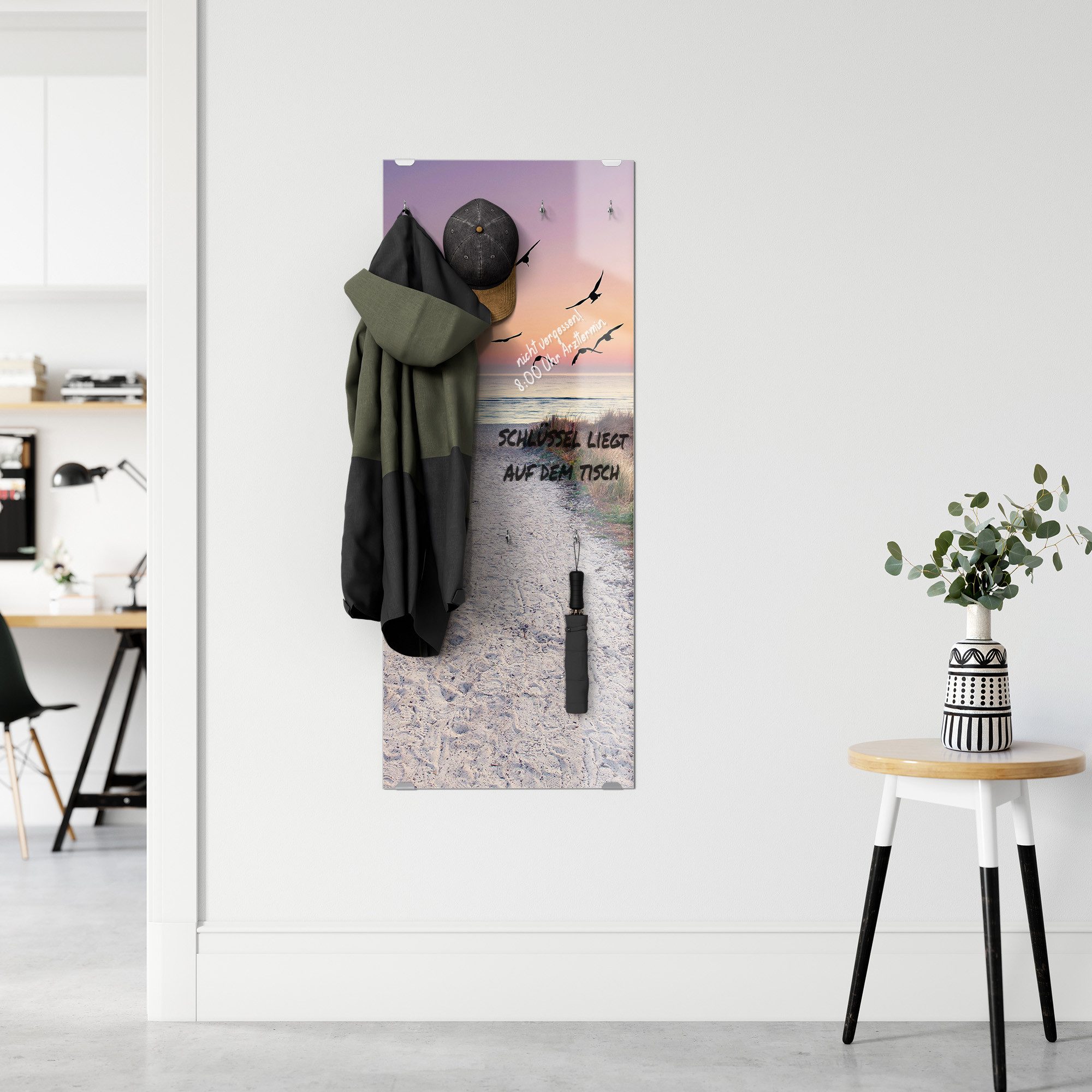 DEQORI Kleiderhaken 'Strandaufgang zur Ostsee', Glas Garderobe hängend Flur Jackenhalter modern Wandgarderobe Haken