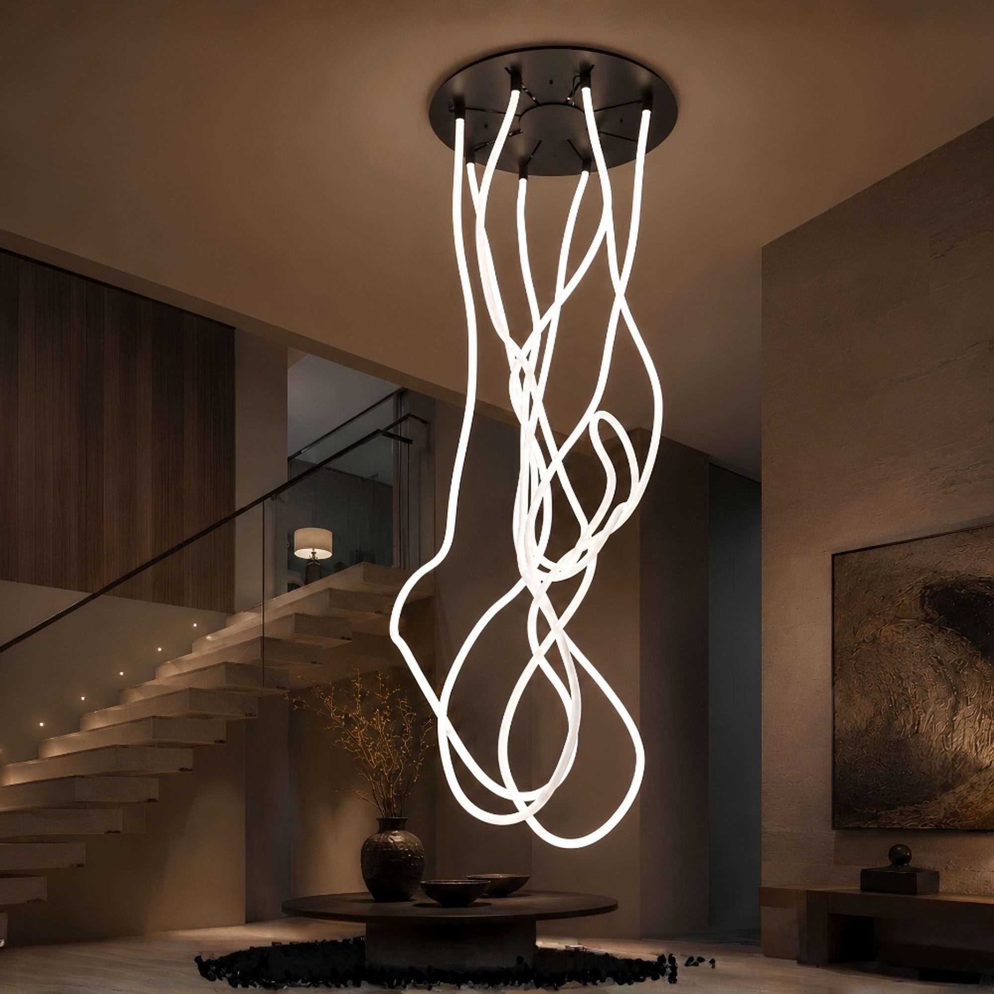 s.luce Pendelleuchte Arion organische Flex LED Hängelampe Licht-Schlauch Warmweiß, Warmweiß