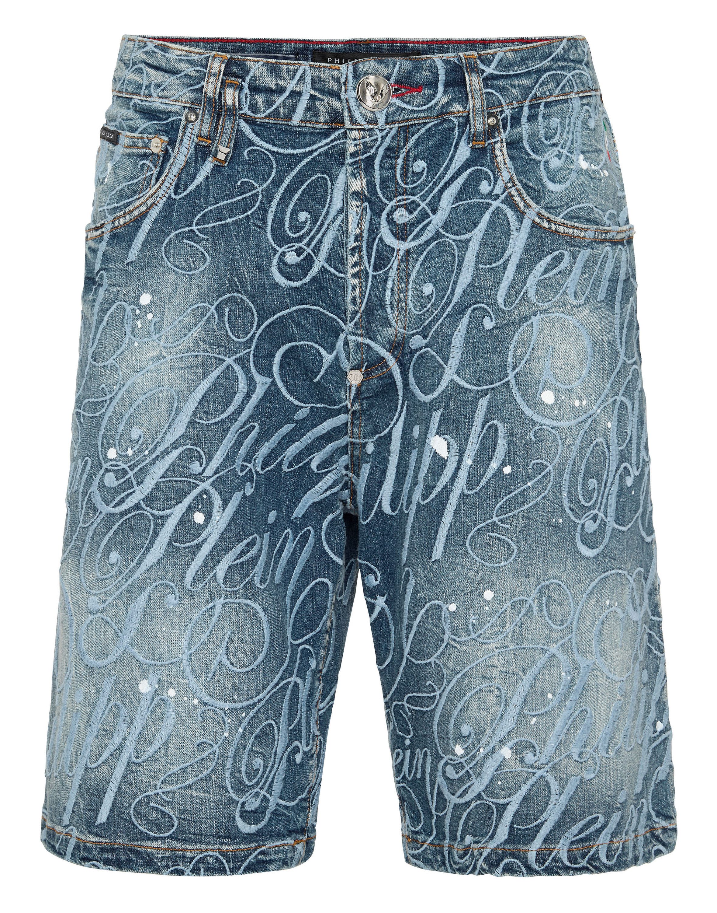 PHILIPP PLEIN Jeansbermudas Logo