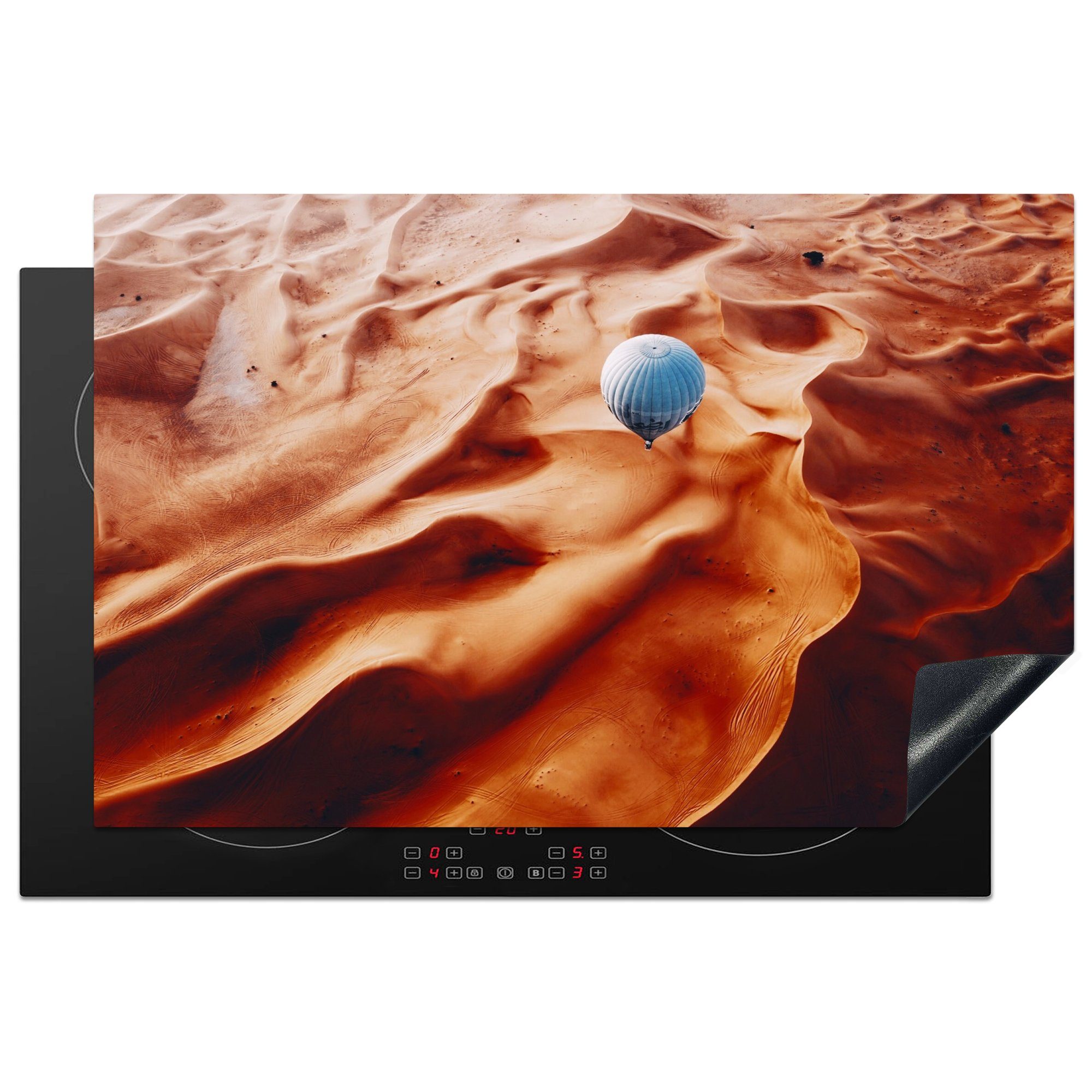 MuchoWow Herdblende-/Abdeckplatte Heißluftballon in der Wüste, Vinyl, (1 tlg), 81x52 cm, Induktionskochfeld Schutz für die küche, Ceranfeldabdeckung