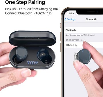 TOZO Tonal Dots Bluetooth 5.3 Built-in ENC Geräuschunterdrückung Mic 55Stdn In-Ear-Kopfhörer (Lange Akkulaufzeit und kabelloses Aufladen für ununterbrochenes Hörvergnügen, Spielzeit LED Digital Display mit drahtloser Ladekoffer, APP Control)