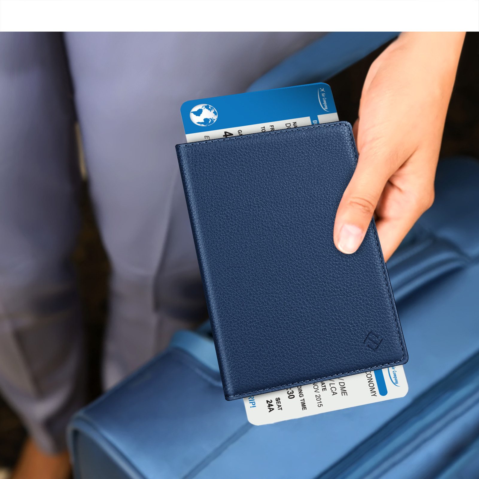 Fintie Smartphone-Hülle Reisepass Impfpass Schutzhülle - Premium Kunstleder Reisepasshülle, Travel Organizer mit RFID-Blockier für Kreditkarten, Ausweis usw. – Bild 5 von 5