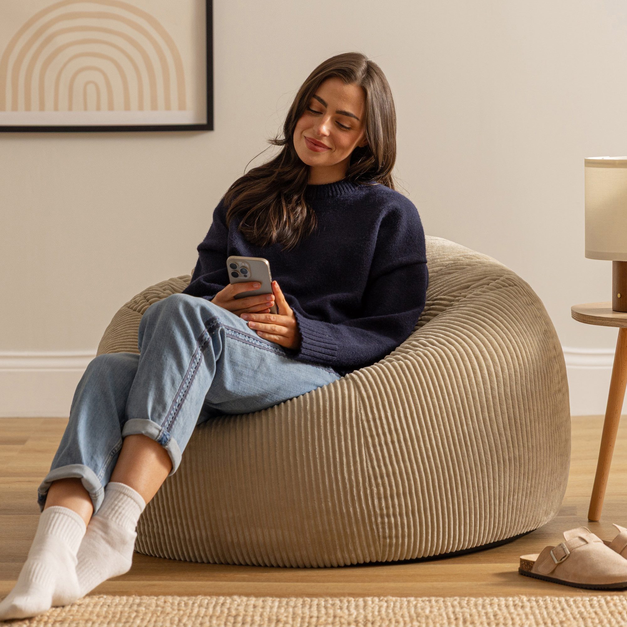 icon Sitzsack Sitzsack Erwachsene aus Cord flauschig „Kingston“, 85x50cm, Made in Germany, für Erwachsene & Kinder, mit Füllung