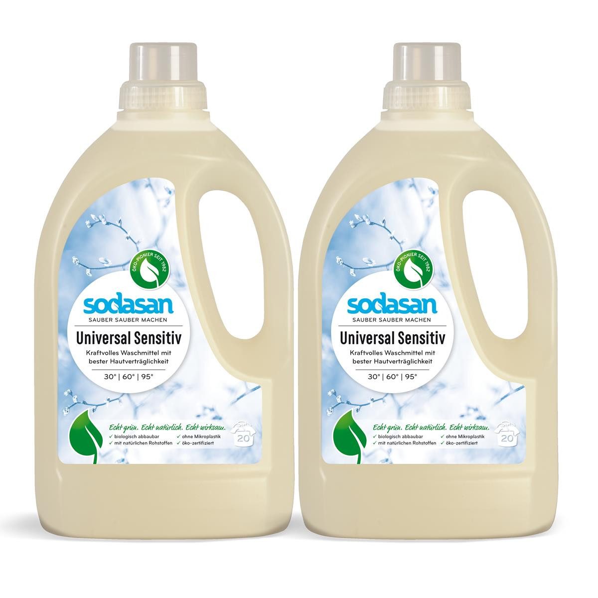 Sodasan Universal Waschmittel Sensitiv 1,5L (2er Pack) Vollwaschmittel