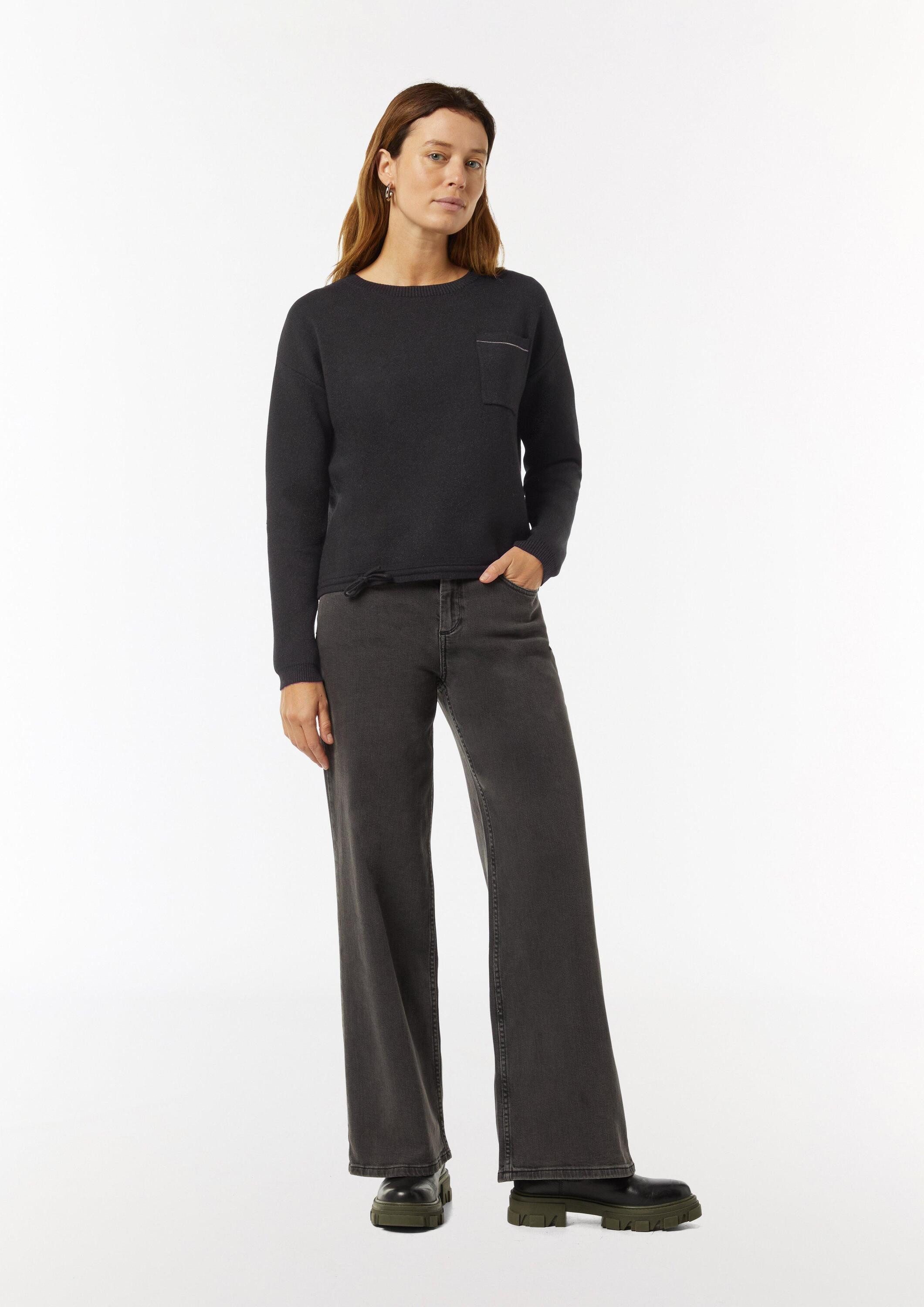 comma Longpullover Strickpullover Strickpullover mit Schmuckdetail und Glitzergarn