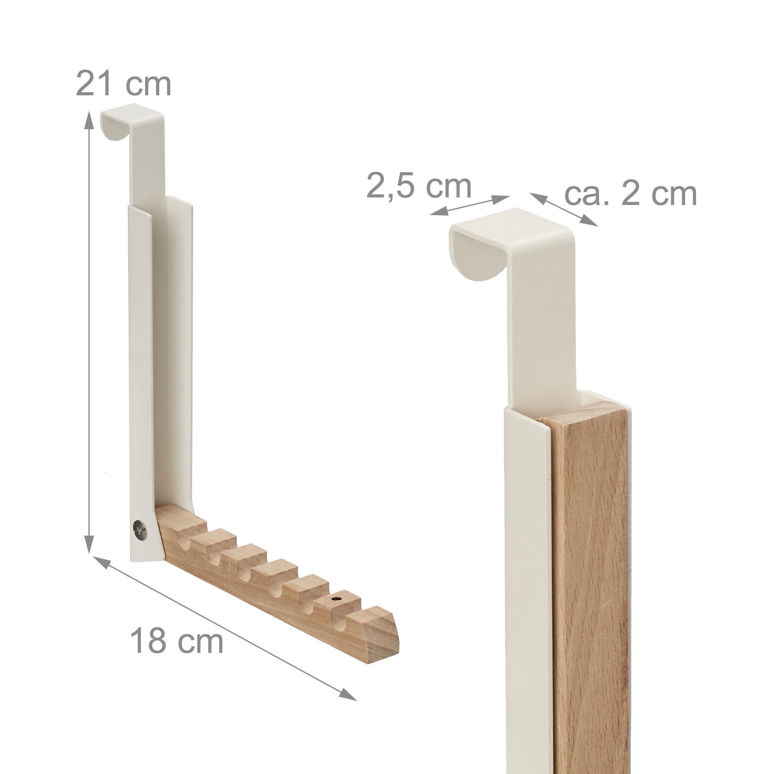 relaxdays Türhaken Klappbare Türgarderobe 2er Set, Türen, (2-St), Beige – Bild 4 von 5