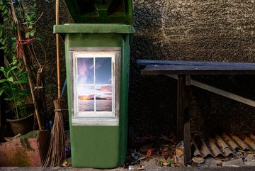 MuchoWow Wandsticker Aussicht - Insel - Meer (1 St), Mülleimer-aufkleber, Mülltonne, Sticker, Container, Abfalbehälter