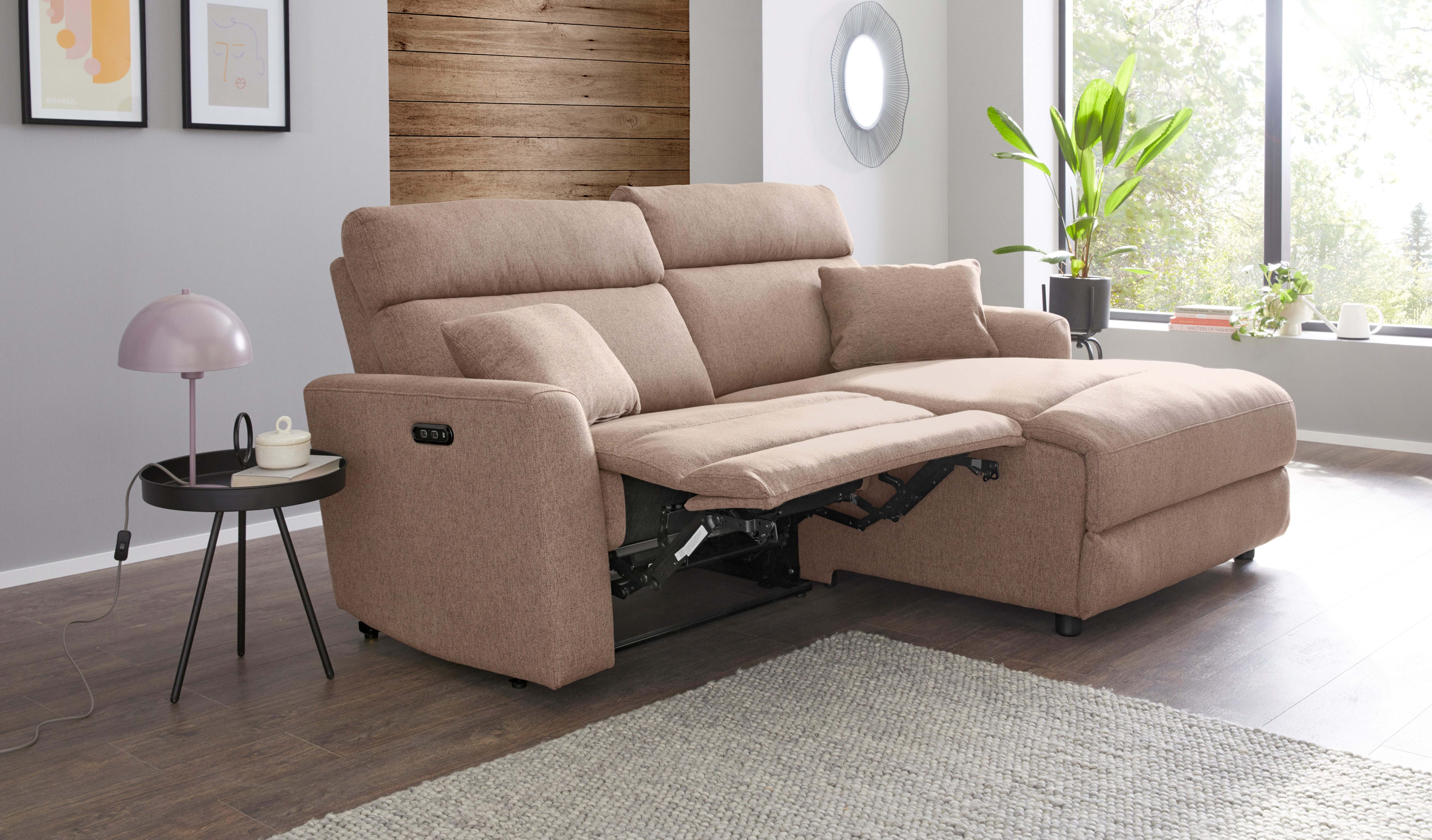 OTTO home Ecksofa JENNA L-Form, 209cm - OTTO. Verlässliche Qualität., manuelle o. elektrische Relaxfunktion, USB A/C, Struktur fein.