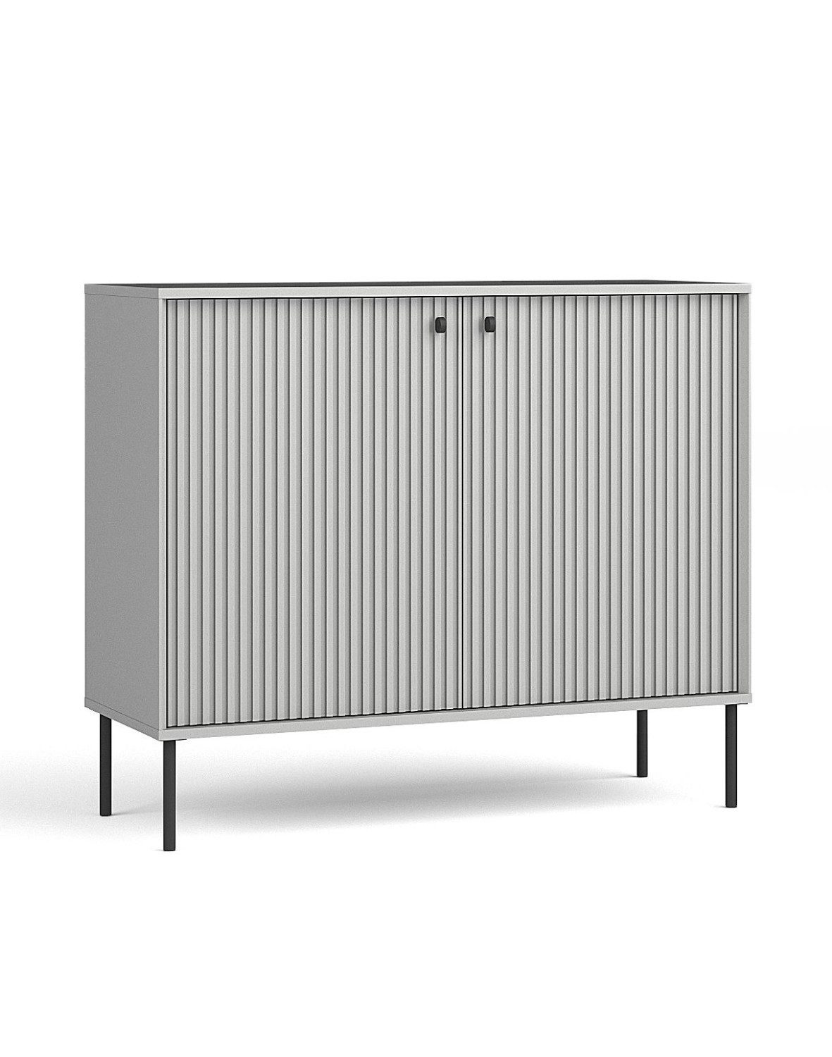 Raumhirsch Furniture Kommode Sideboard, Wohnschrank, Anrichte, praktisch Schrank (Maße: 105,4 x 89,2 x 40,5 cm, Einfache Montage, stabile Konstruktion), inkl. 2 Türen, 3 Schubladen, Riffeloptik MDF Fronten