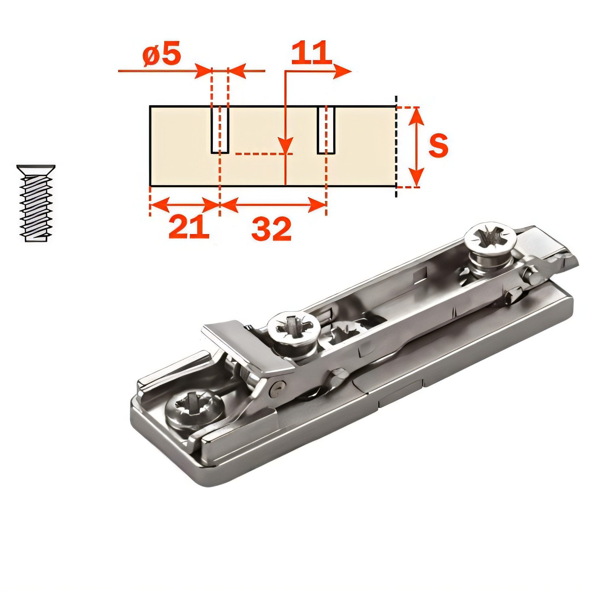 Salice Möbelbeschlag 2 Stück Salice Topfband Serie 200 S200 110° Bohrbild T45 Nic (2 St), Bohrbild T45 Nickel matt MPL Linear H3 Schrankscharnier