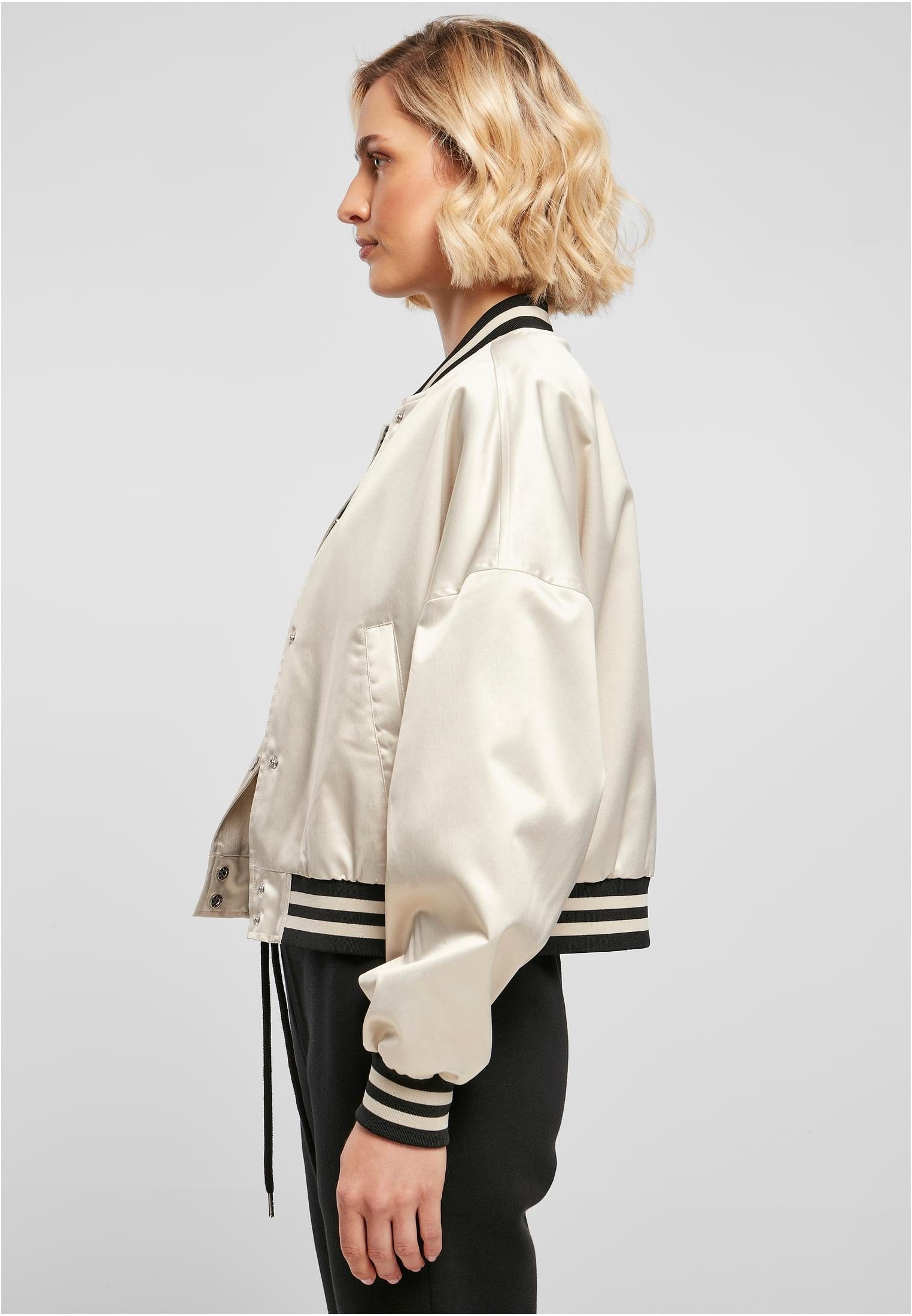 Jacket Satin Collegejacke Ladies Short College CLASSICS URBAN Oversized Damen (1-St) softseagrass