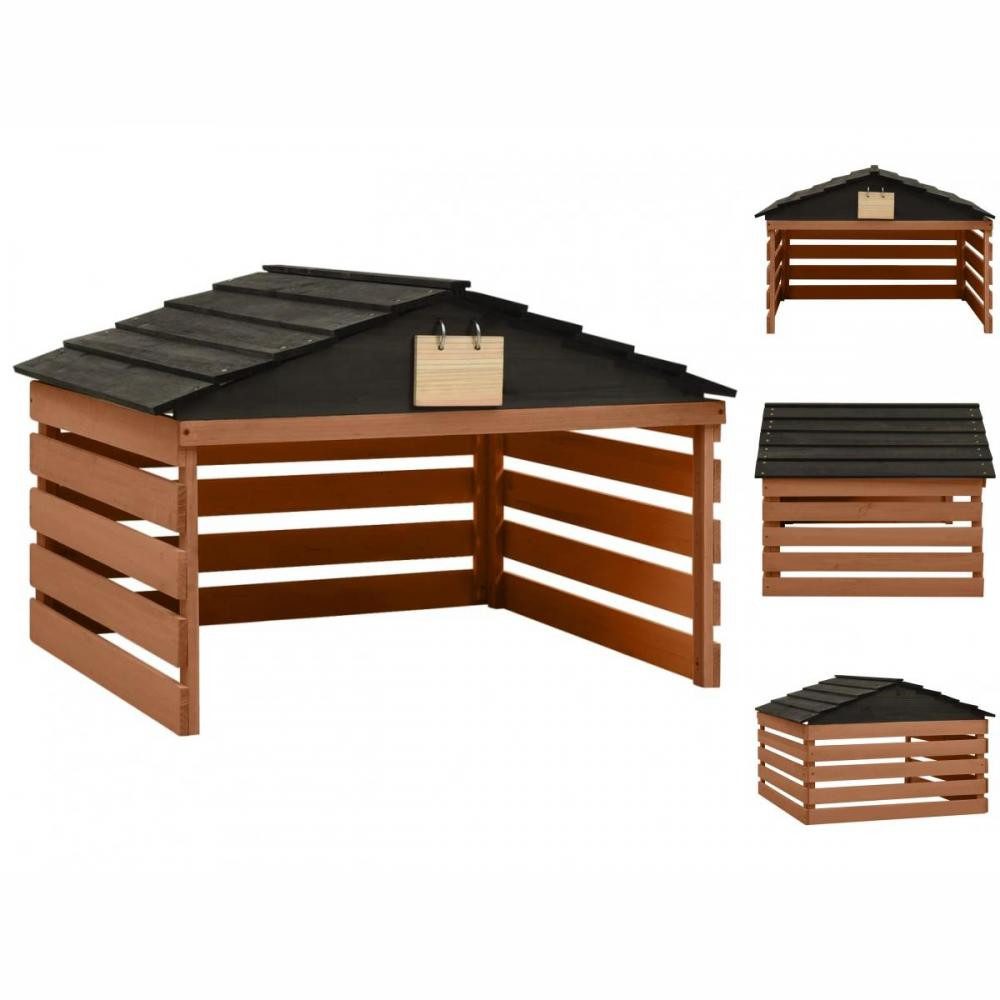 vidaXL Mähroboter-Garage Mähroboter-Garage Schwarz und Braun 78x74x54 cm Tannenholz, BxTxH: 0x0x0 cm braun