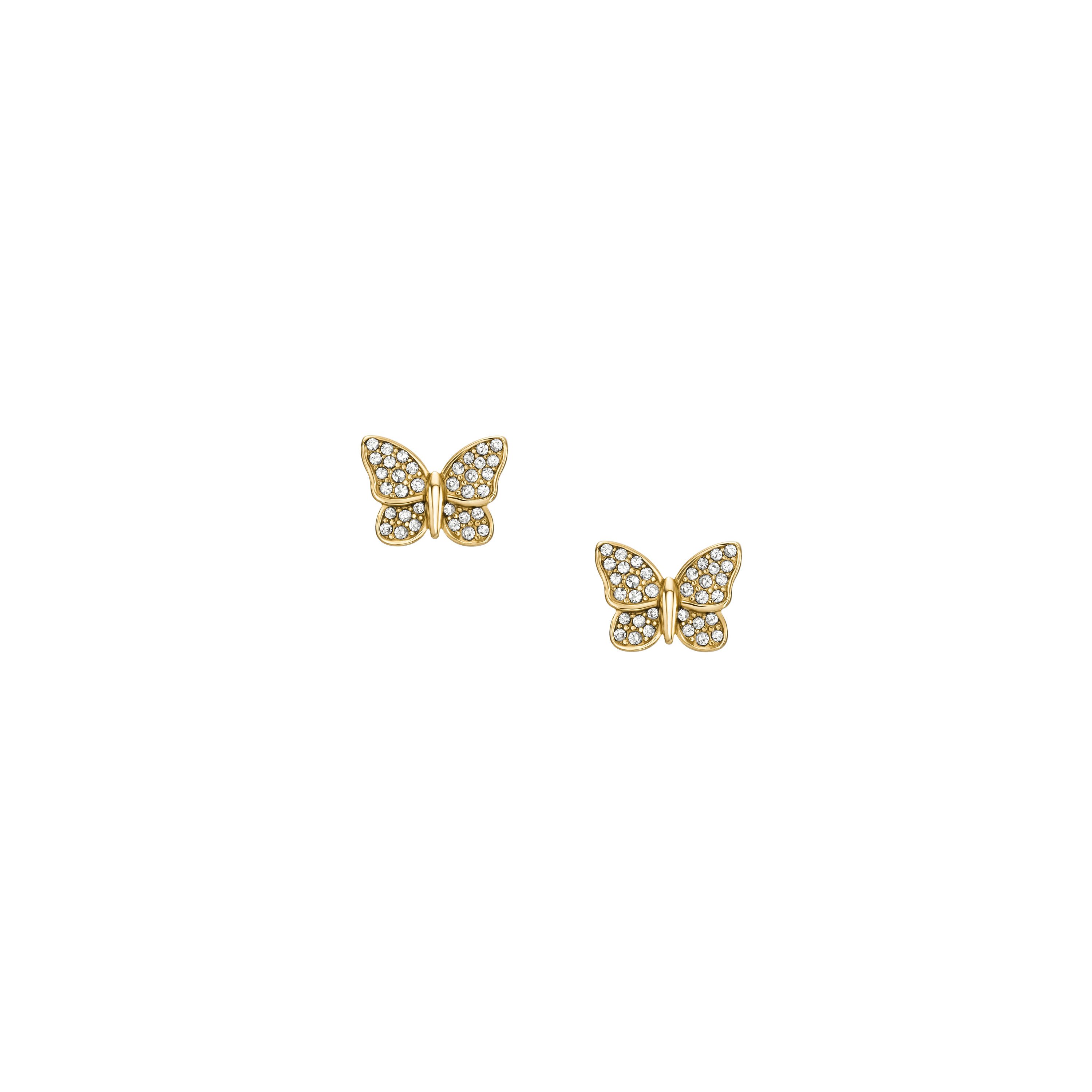Fossil Paar Ohrstecker Schmuck Geschenk Edelstahl SUTTON Schmetterling, mit Glasstein