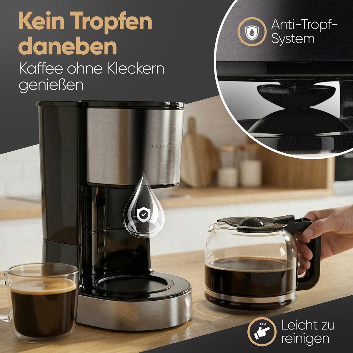 ProfiCook Filterkaffeemaschine PC-KA 1330, Filterkaffeemaschine m. Glaskanne für 12-14 Tassen