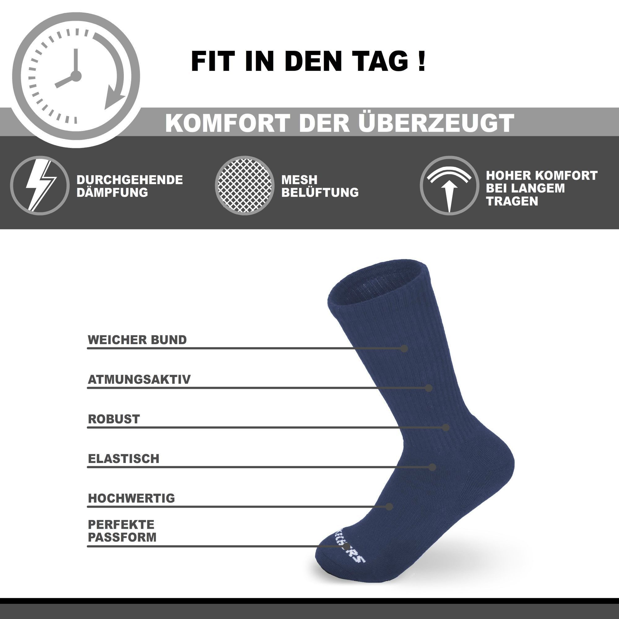 Skechers Businesssocken Herren - Atmungsaktiv - Eleganter Komfort für Business und Alltag Herren Socken mit angenehmen Fußklima - Ideal für Business-Schuhe