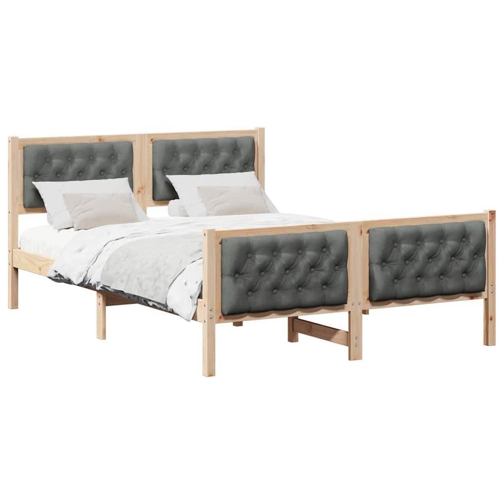 vidaXL Bed Frame Dark Grey 140 x 190 cm Solid Pine Wood (1-piece)